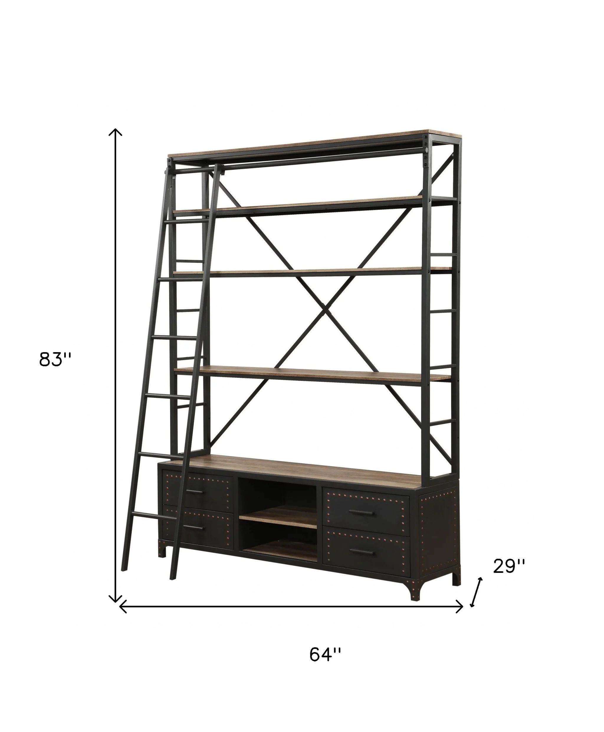 Sandy Gray Metal Tube Bookcase With Ladder By Homeroots - Image 5