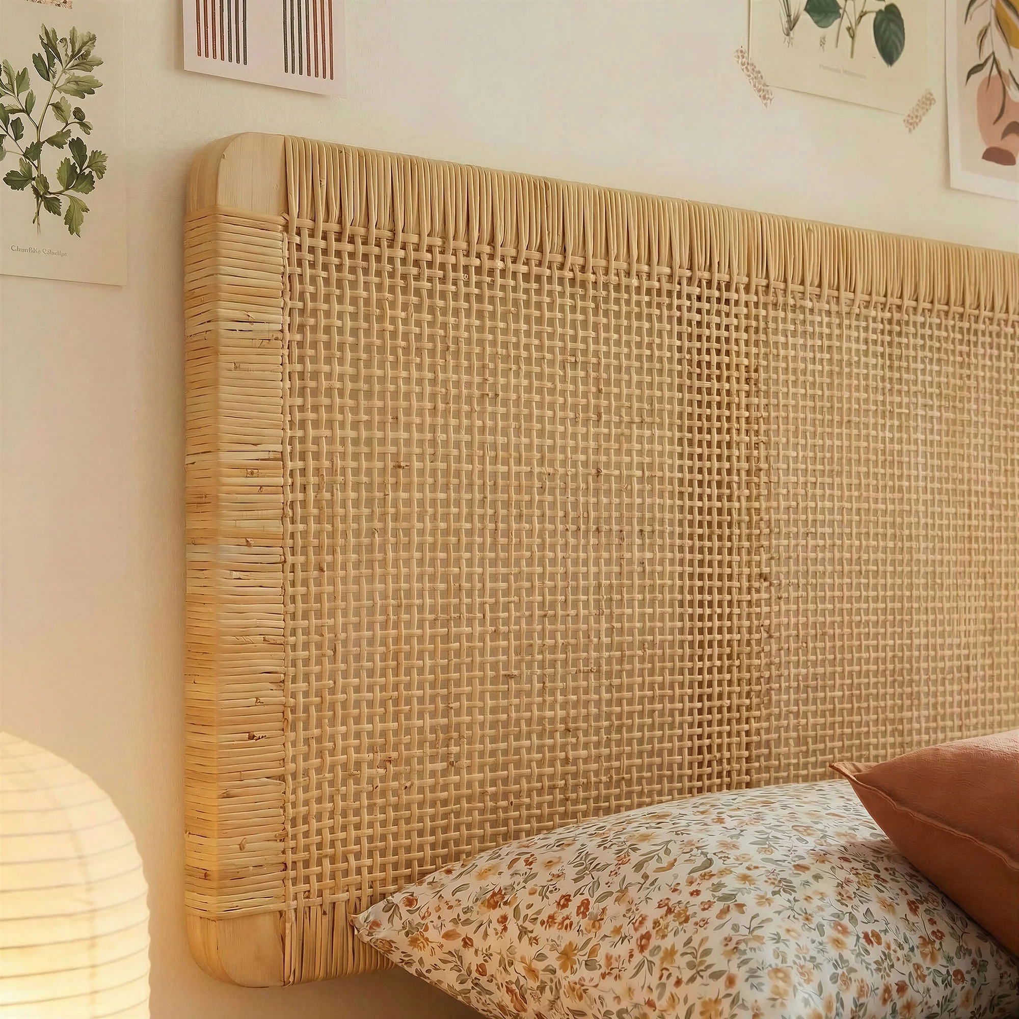 Sandy Wall Mounted Wood and Rattan Twin Size Headboard by Modway - Image 5