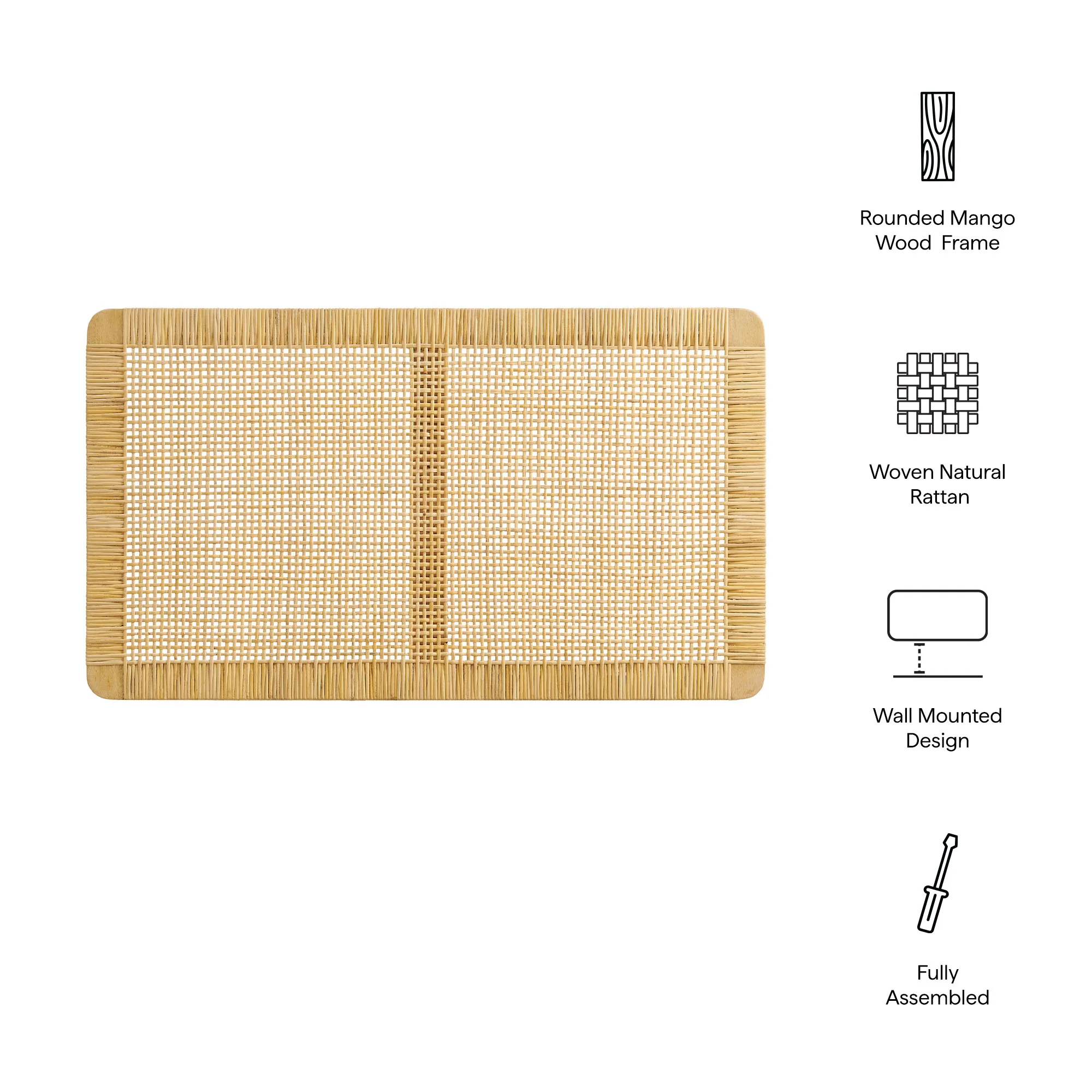 Sandy Wall Mounted Wood and Rattan Twin Size Headboard by Modway - Image 8