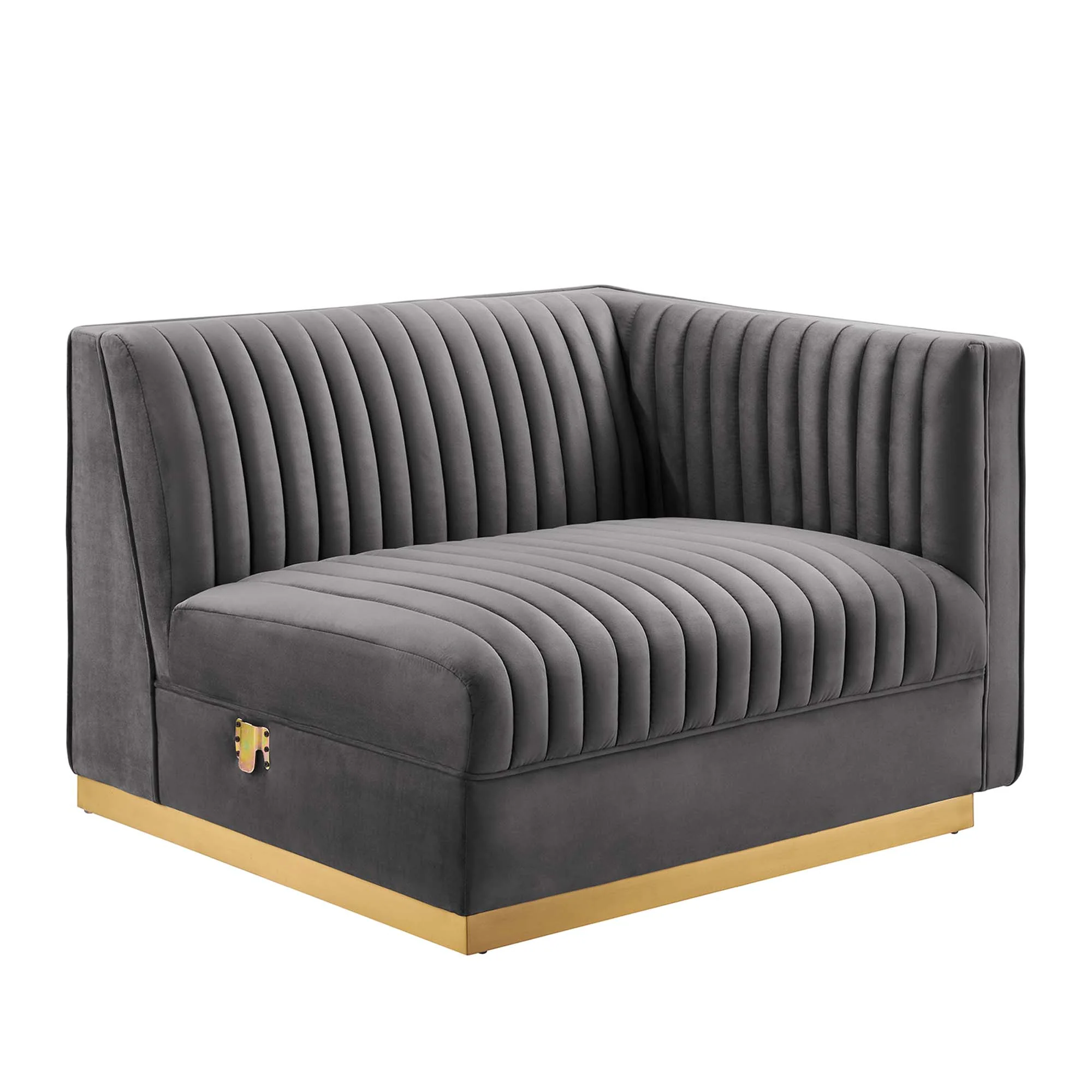 Sanguine 5-Piece Channel Tufted Performance Velvet Right-Facing Modular Sectional Sofa by Modway - Image 5