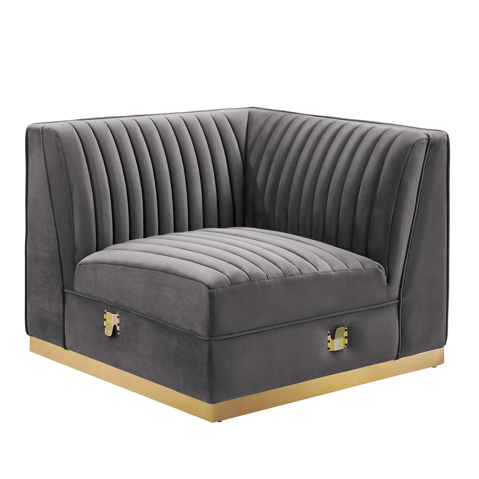 Sanguine 5-Piece Channel Tufted Performance Velvet Right-Facing Modular Sectional Sofa by Modway - Image 8