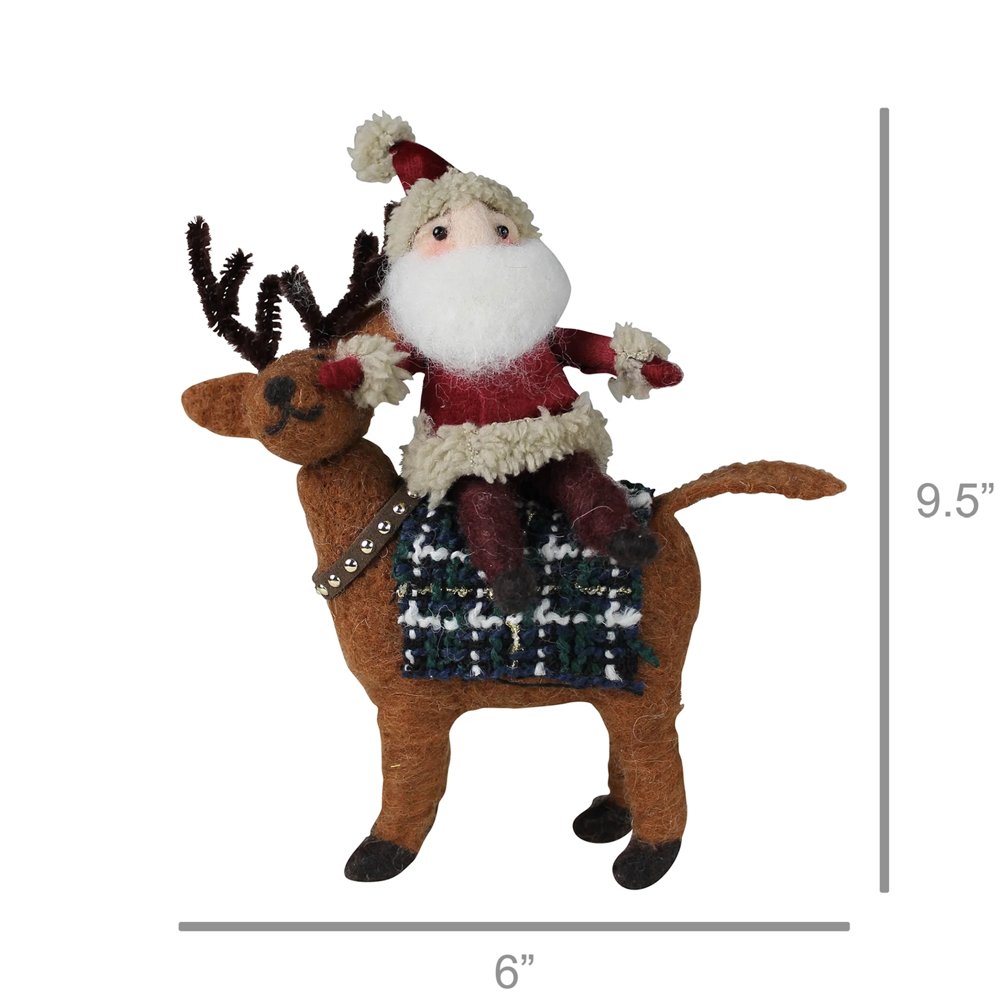 Santa on Deer, Felt - Left Set Of 3 By HomArt - Image 2