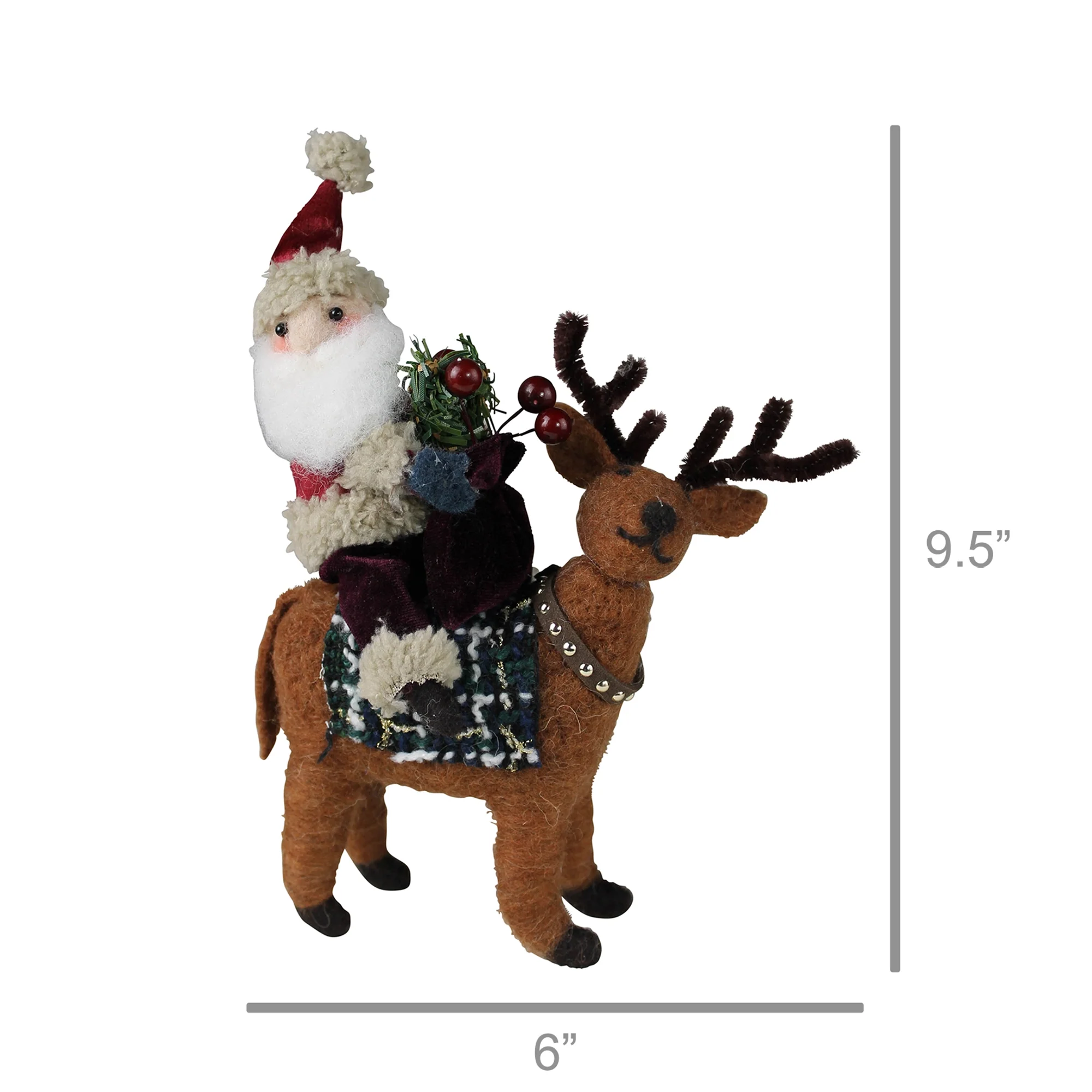 Santa on Deer, Felt - Right Set Of 3 By HomArt - Image 2