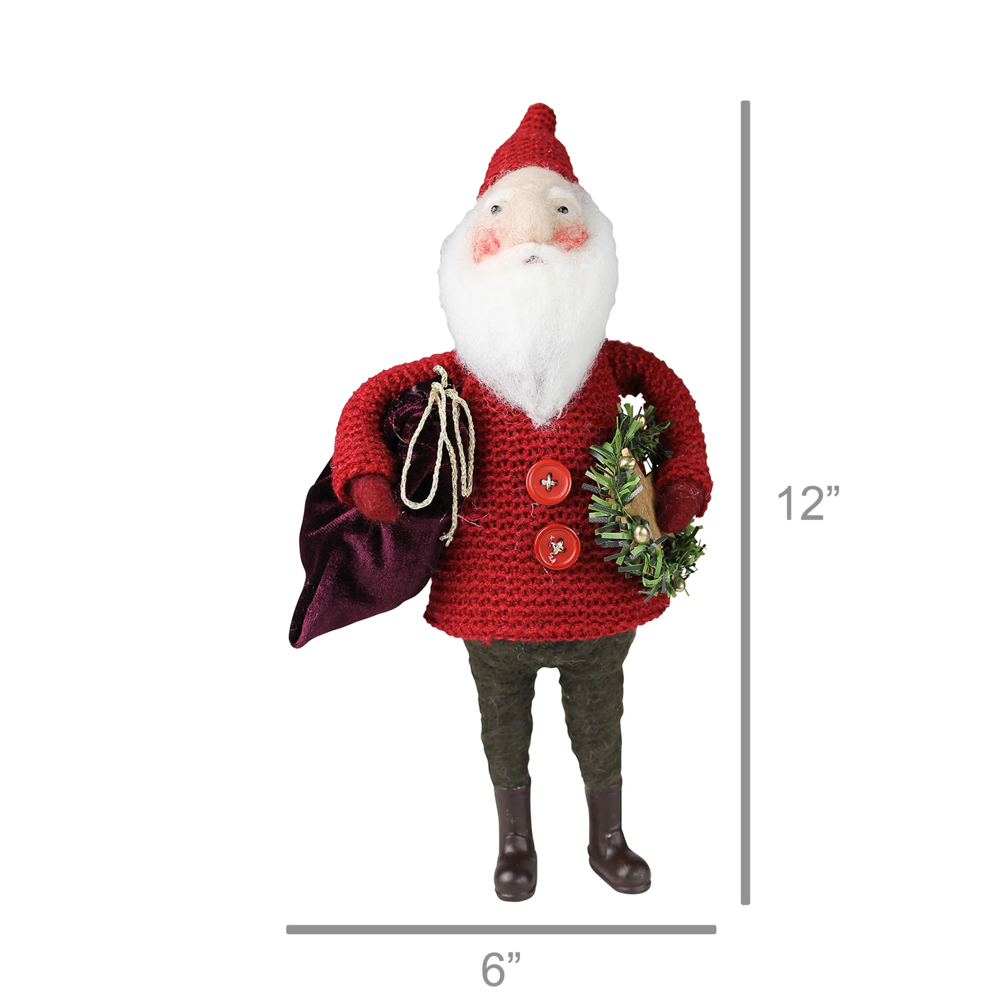 Santa with Bag and Wreath, Felt Set Of 2 By HomArt - Image 2