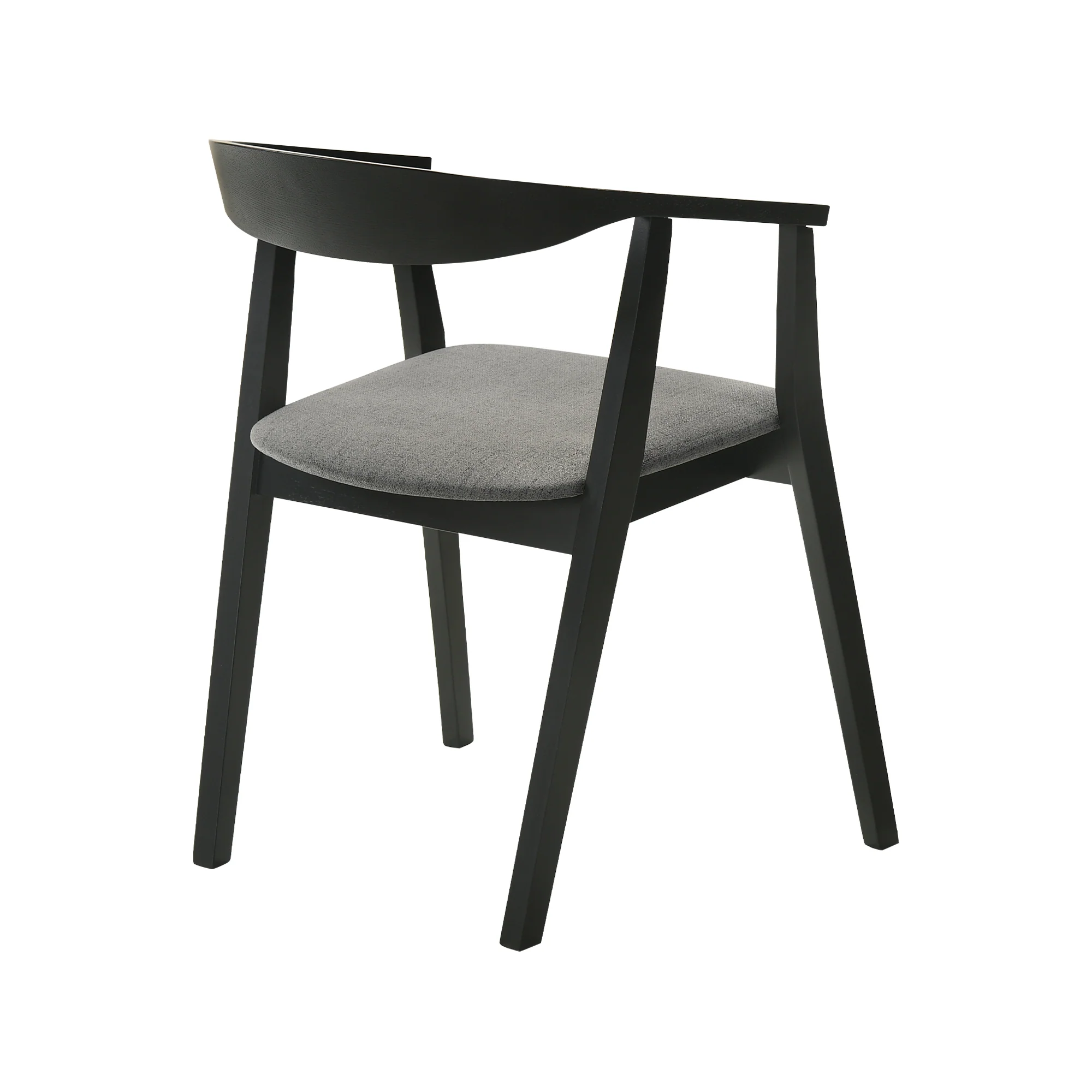 Santana 5 Piece Round Black Wood Dining Table Set with Charcoal Fabric By Armen Living - Image 4