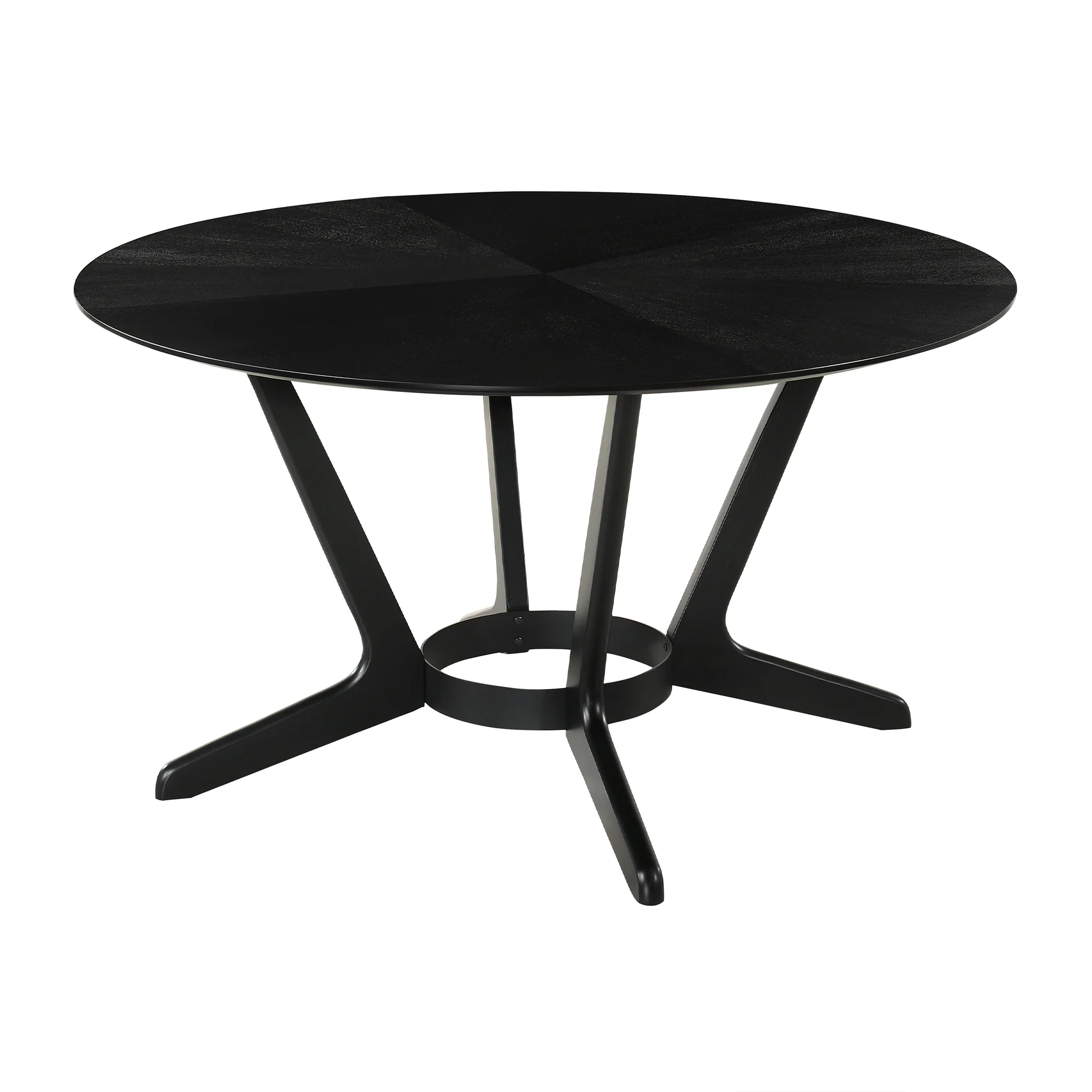 Santana 5 Piece Round Black Wood Dining Table Set with Charcoal Fabric By Armen Living - Image 5