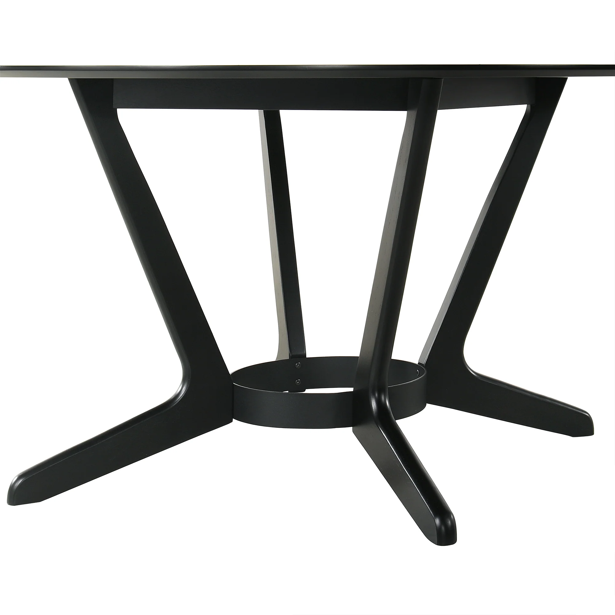 Santana 5 Piece Round Black Wood Dining Table Set with Charcoal Fabric By Armen Living - Image 9