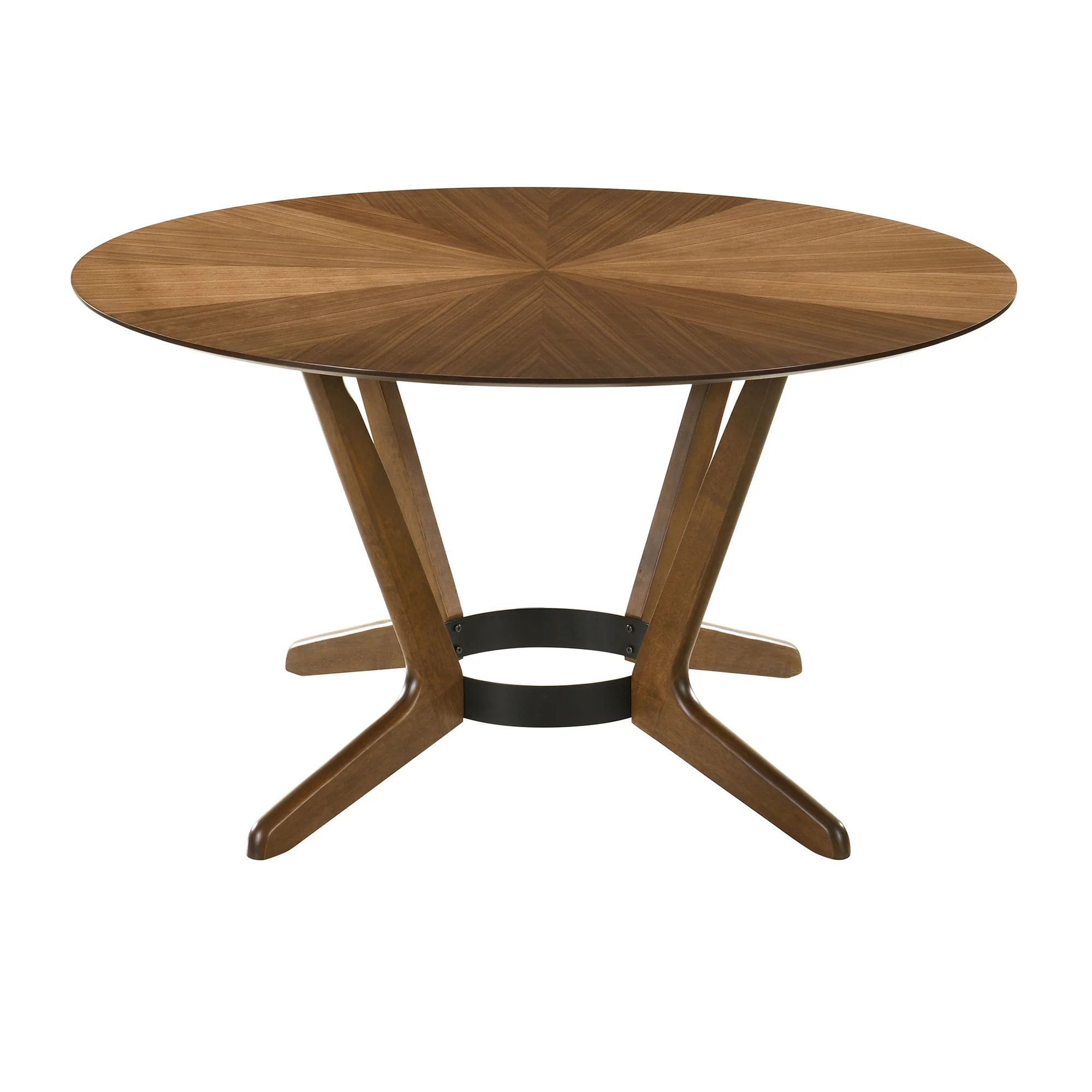 Santana 5 Piece Round Walnut Wood Dining Table Set with Blue Fabric By Armen Living - Image 17
