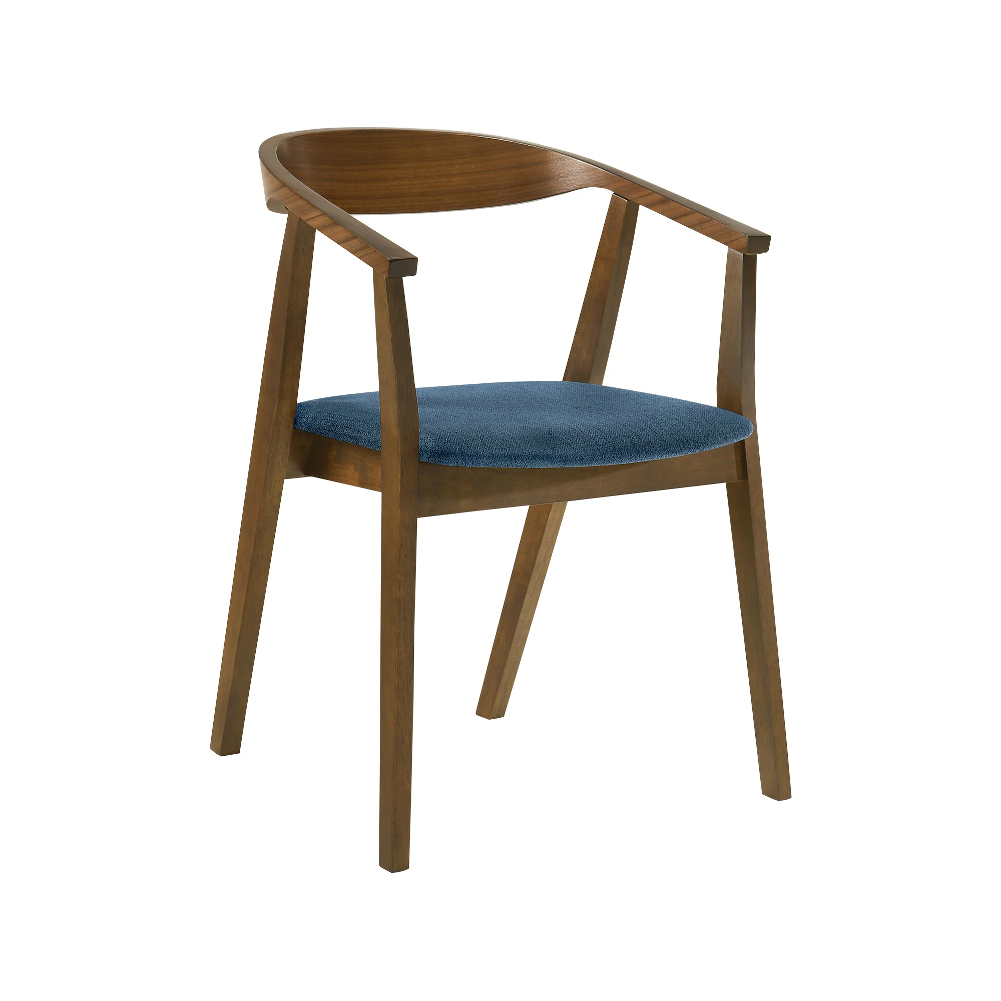 Santana 5 Piece Round Walnut Wood Dining Table Set with Blue Fabric By Armen Living - Image 3