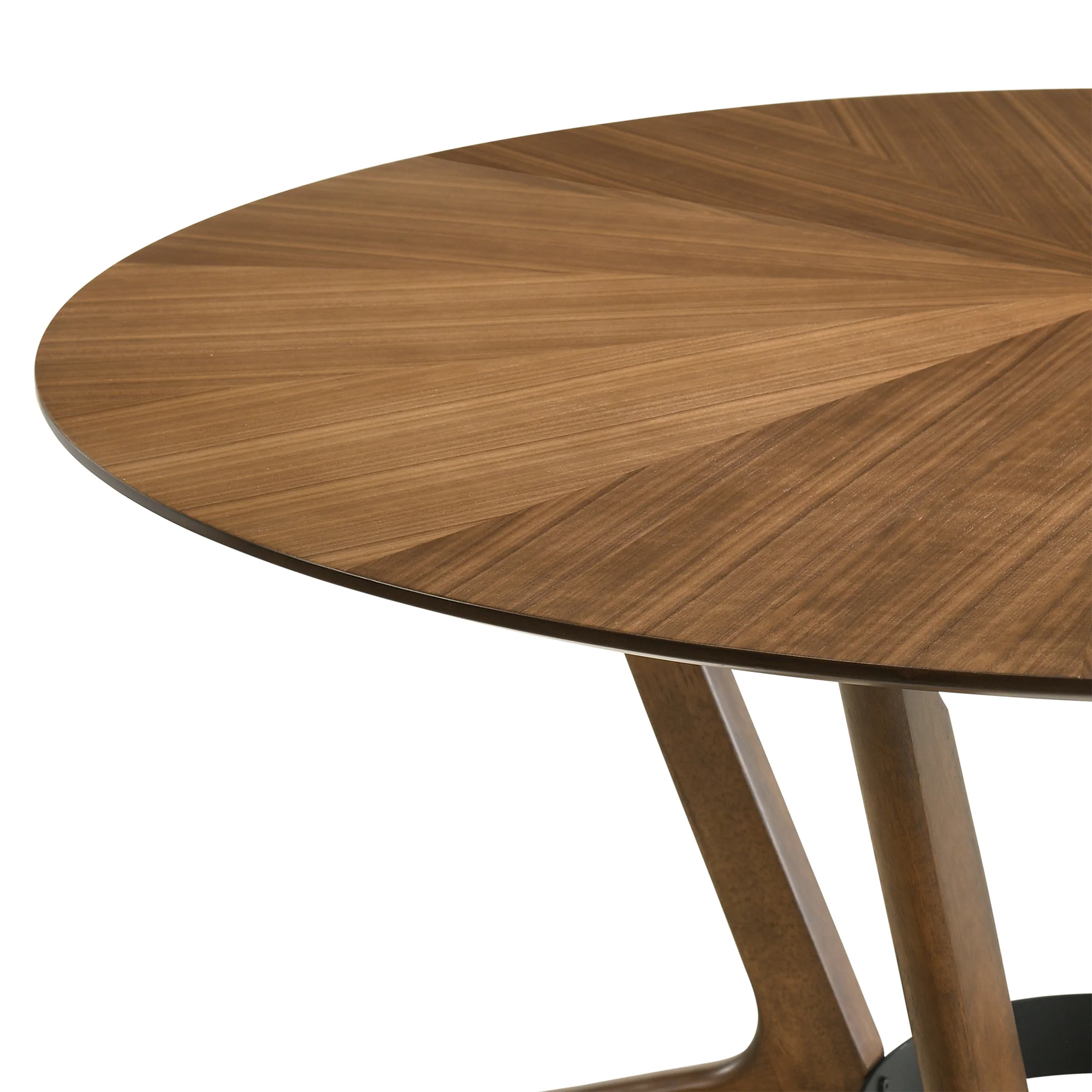 Santana 5 Piece Round Walnut Wood Dining Table Set with Blue Fabric By Armen Living - Image 8