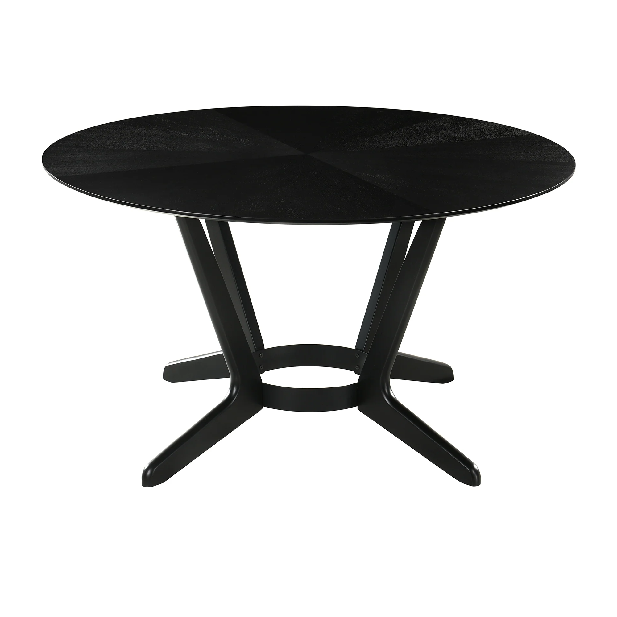 Santana 7 Piece Round Black Wood Dining Table Set with Charcoal Fabric By Armen Living - Image 6