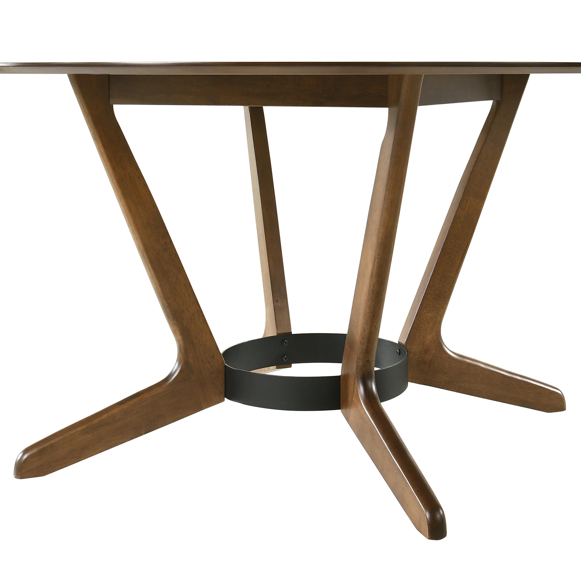 Santana 7 Piece Round Walnut Wood Dining Table Set with Blue Fabric By Armen Living - Image 9