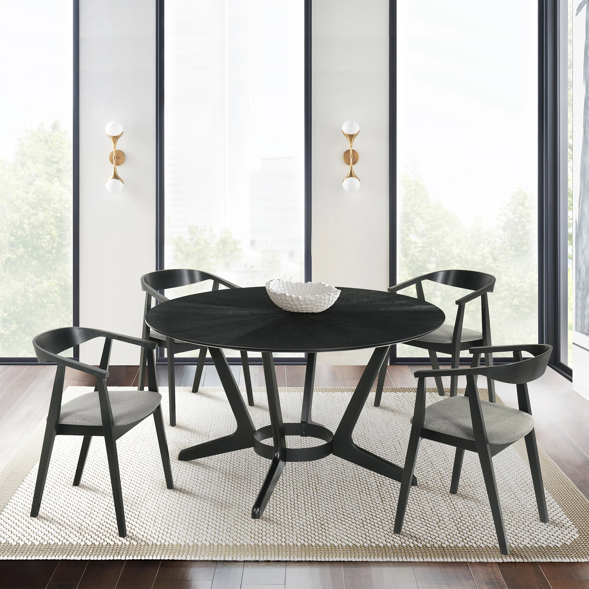 Santana Round Wood Dining Table in Black Finish By Armen Living - Image 2