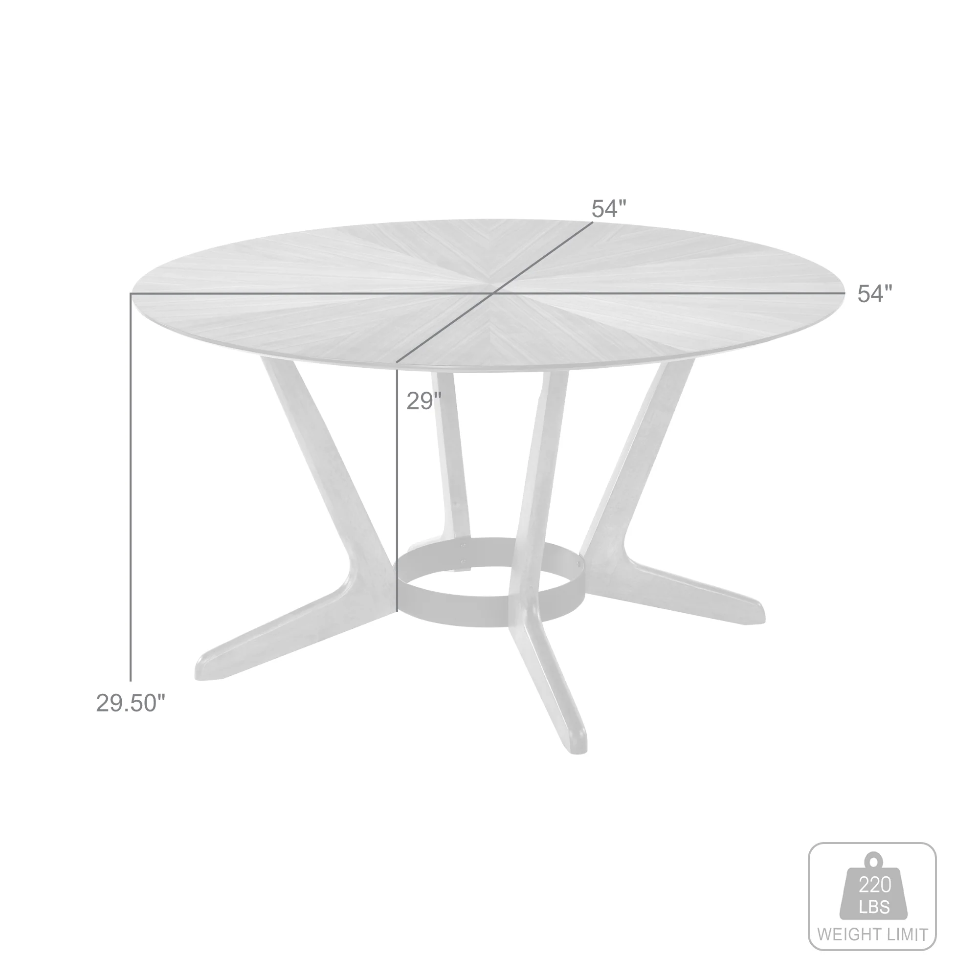 Santana Round Wood Dining Table in Walnut Finish By Armen Living - Image 7