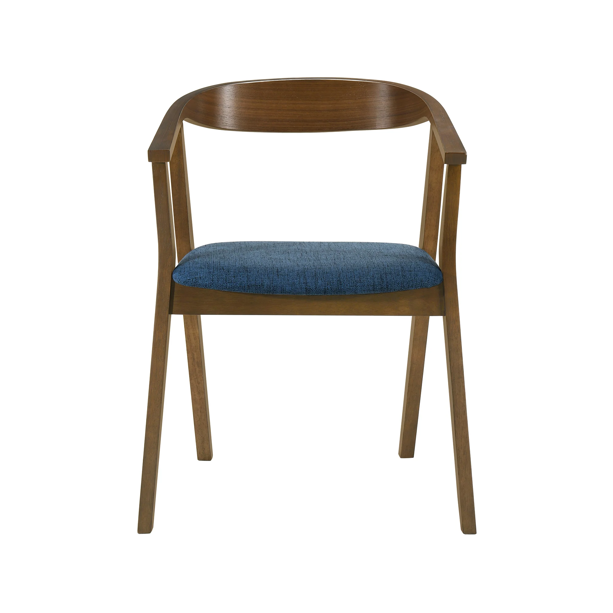 Santana Wood Dining Chair in Walnut Finish with Blue Fabric - Set of 2 By Armen Living - Image 5