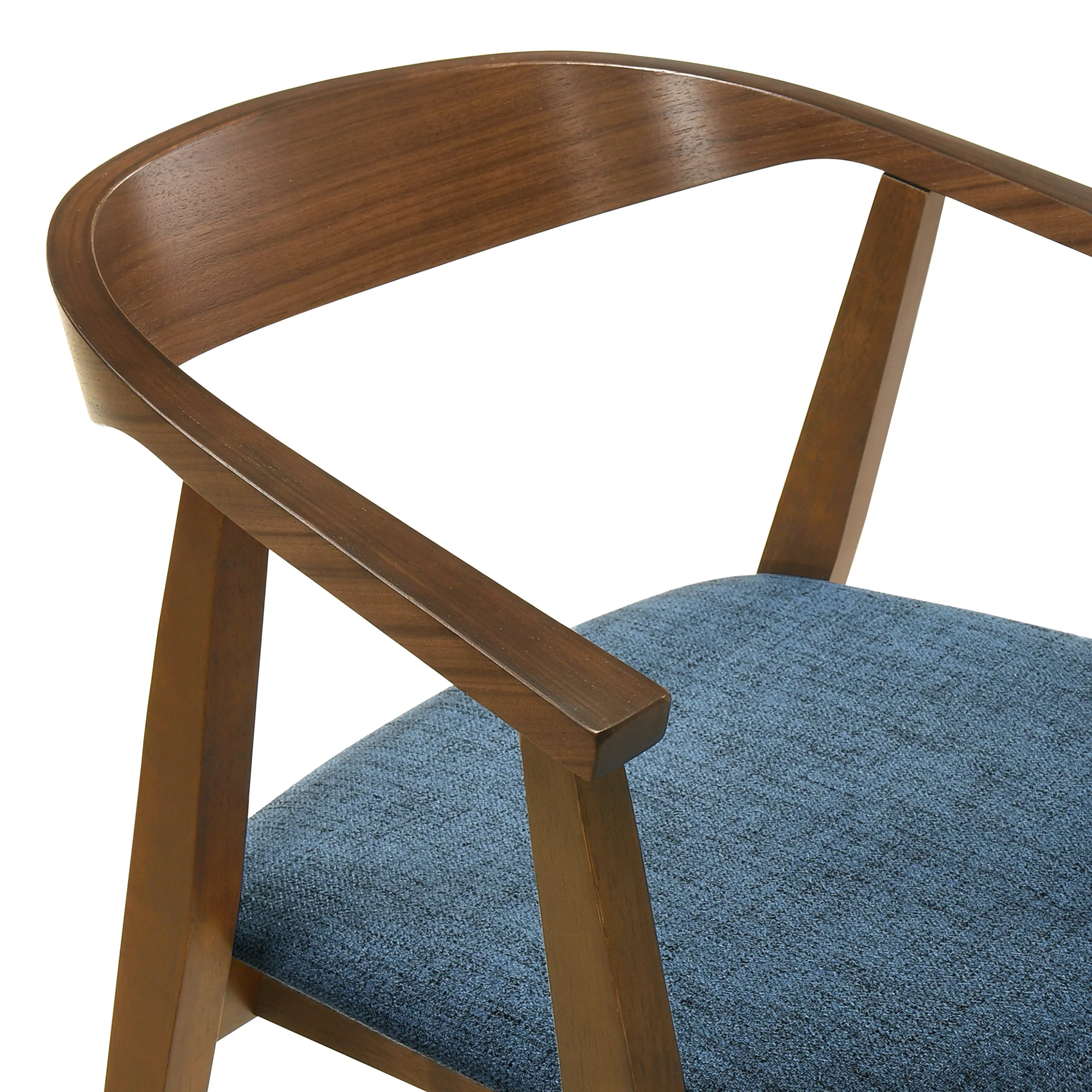Santana Wood Dining Chair in Walnut Finish with Blue Fabric - Set of 2 By Armen Living - Image 6