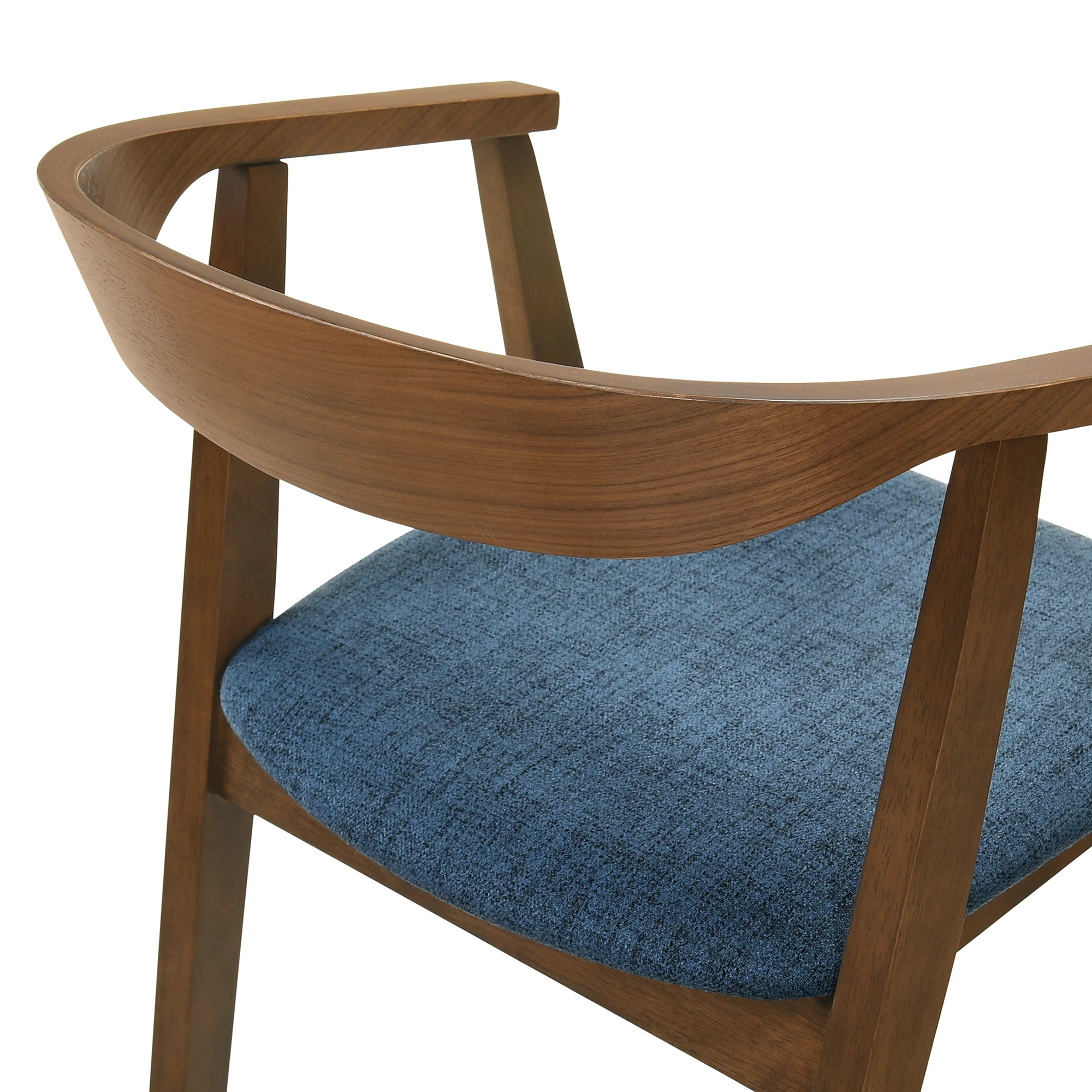 Santana Wood Dining Chair in Walnut Finish with Blue Fabric - Set of 2 By Armen Living - Image 7