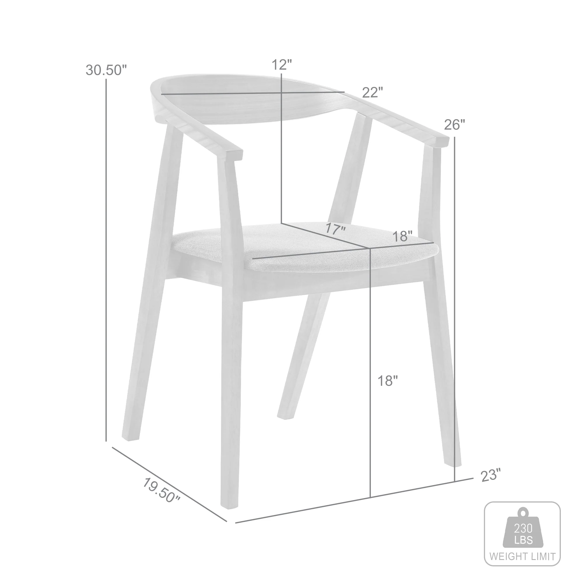 Santana Wood Dining Chair in Walnut Finish with Blue Fabric - Set of 2 By Armen Living - Image 8