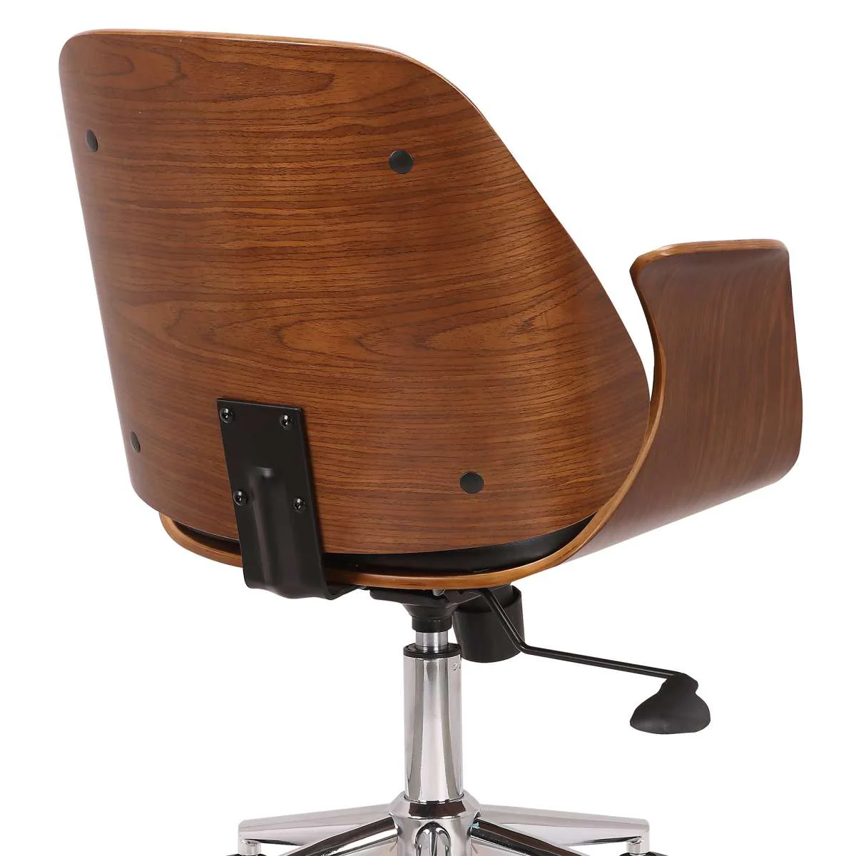 Santiago Mid-Century Office Chair in Black Faux Leather with Walnut Wood Finish By Armen Living - Image 5