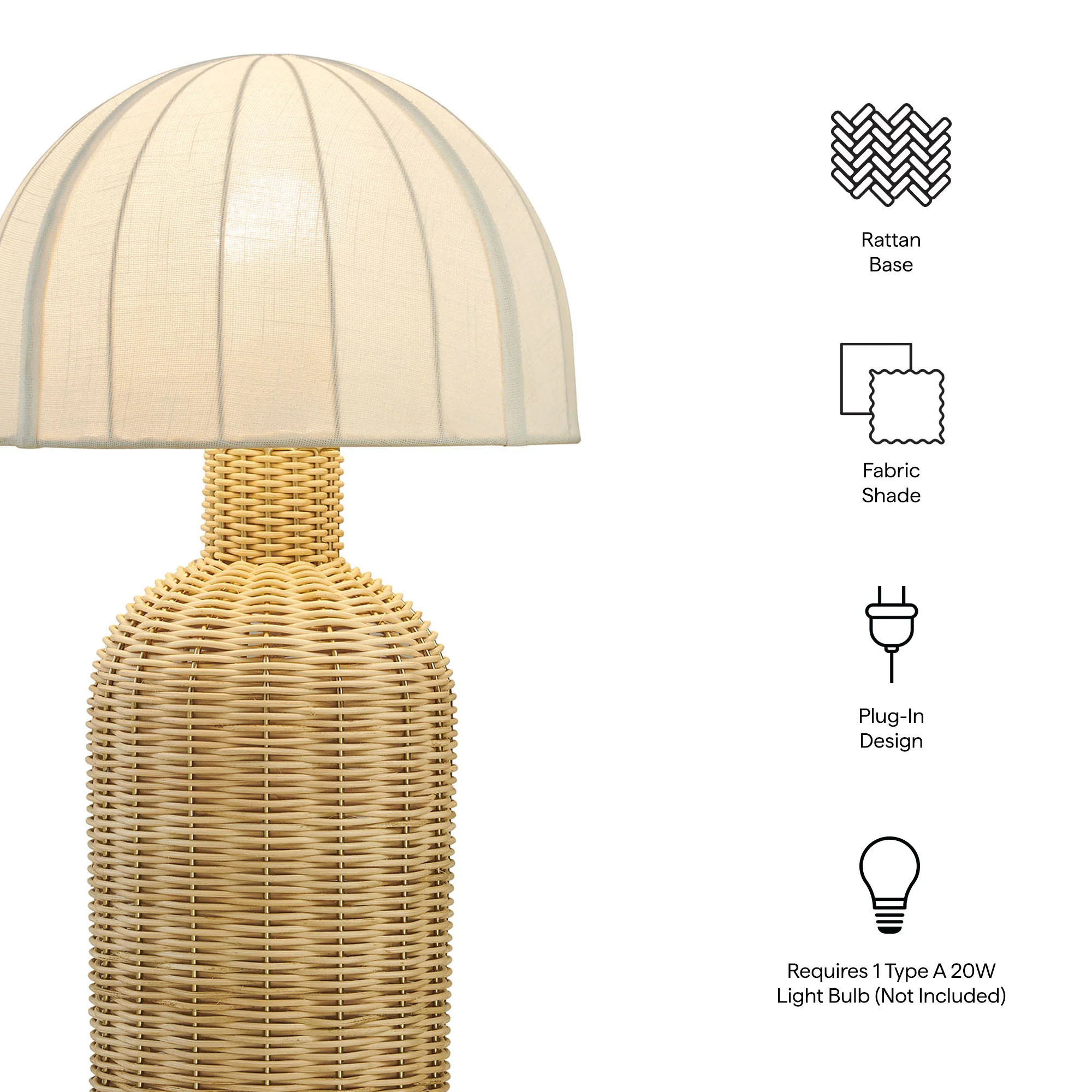Santo Rattan Table Lamp With Dome Shade by Modway - Image 10