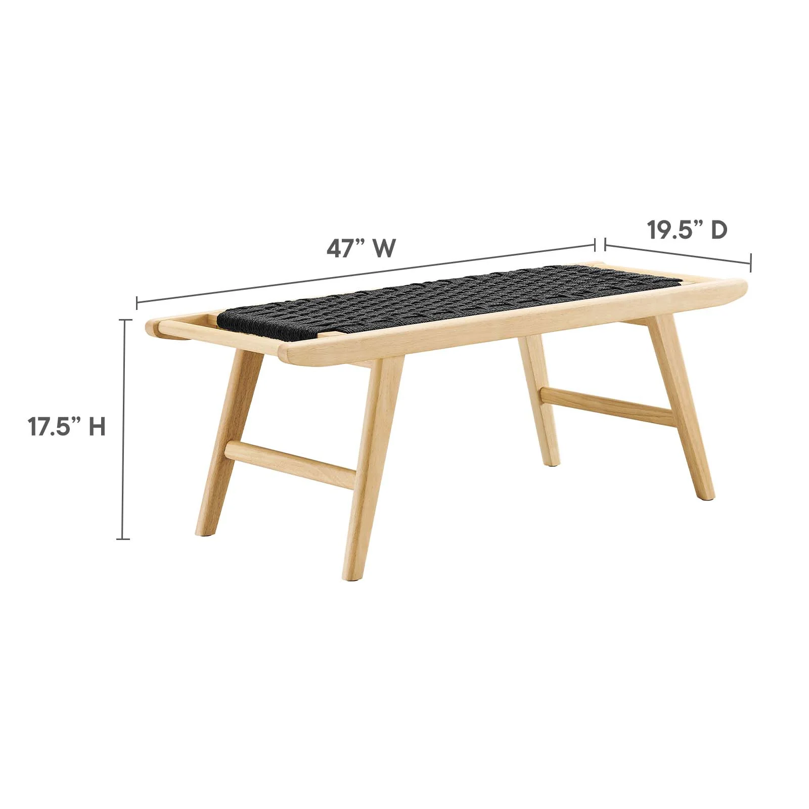 Saoirse 47" Wove Rope Wood Bench By Modway - EEI-6552 - Image 7