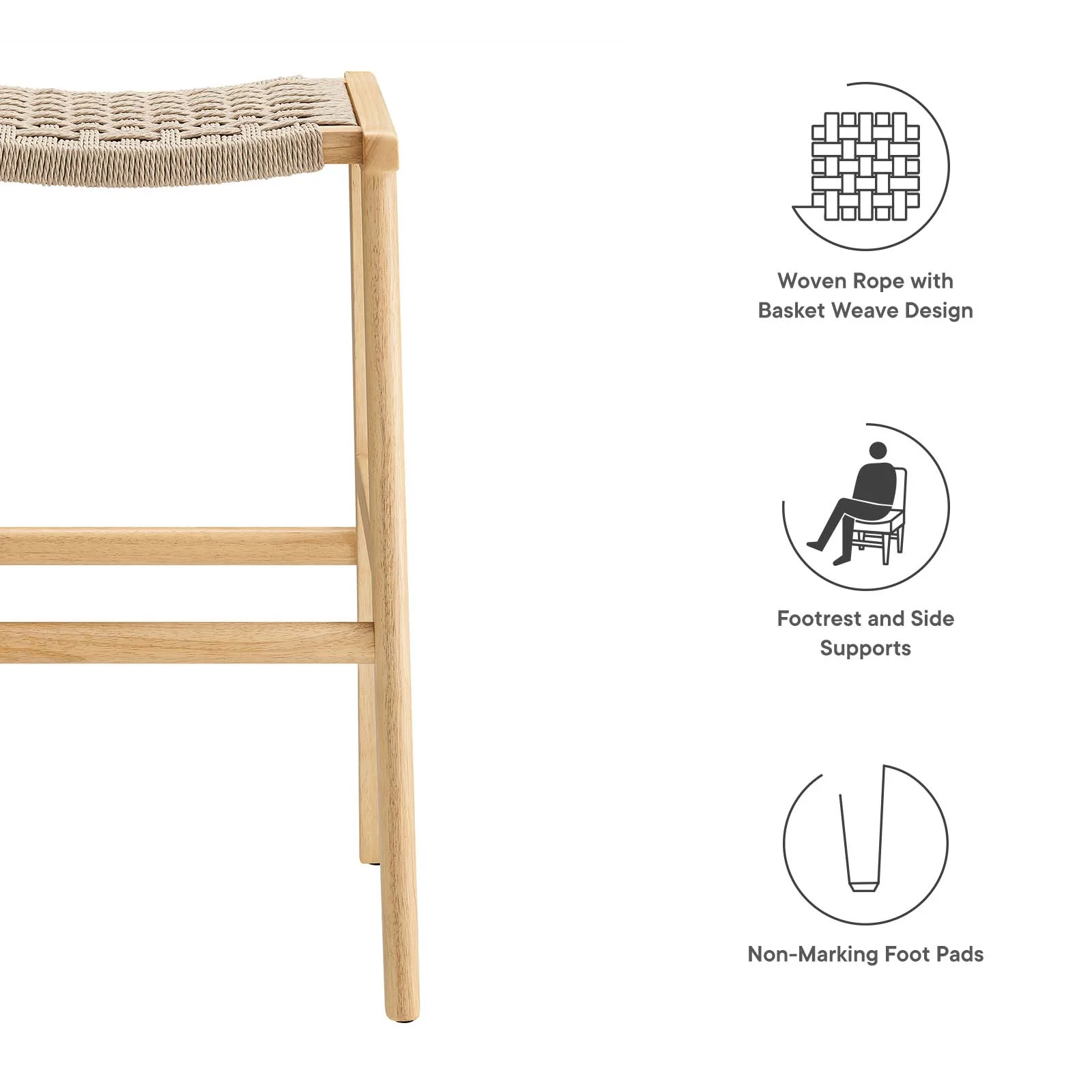 Saoirse Woven Rope Wood Bar Stool - Set of 2 By Modway - EEI-6550 - Image 17