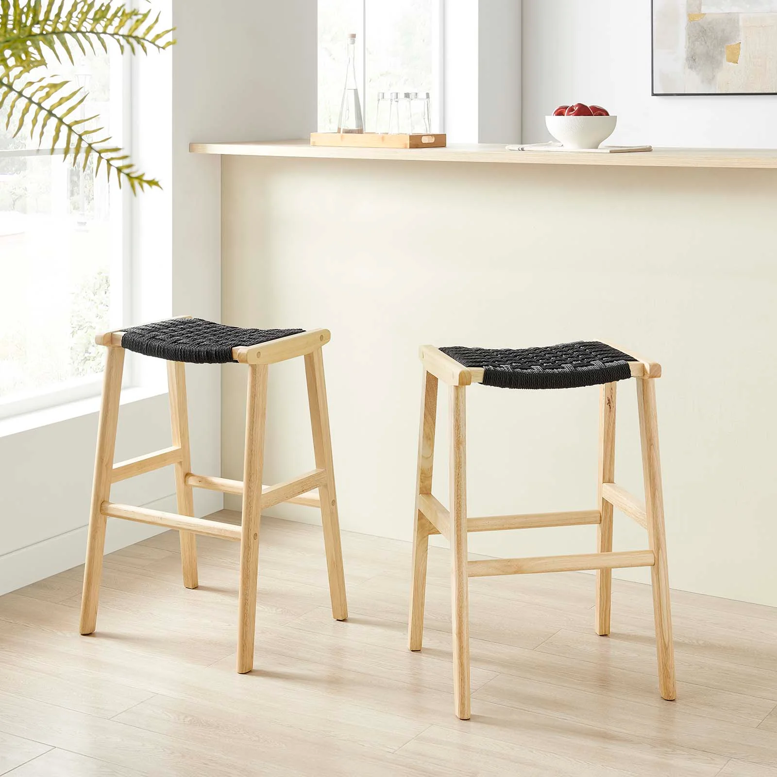 Saoirse Woven Rope Wood Bar Stool - Set of 2 By Modway - EEI-6550 - Image 7
