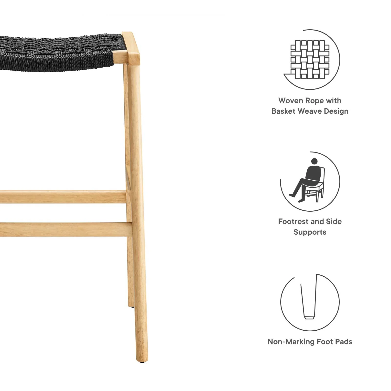 Saoirse Woven Rope Wood Bar Stool - Set of 2 By Modway - EEI-6550 - Image 8