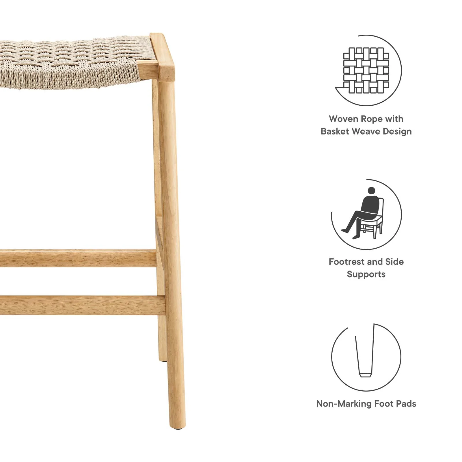 Saoirse Woven Rope Wood Counter Stool - Set of 2 By Modway - EEI-6548 - Image 17