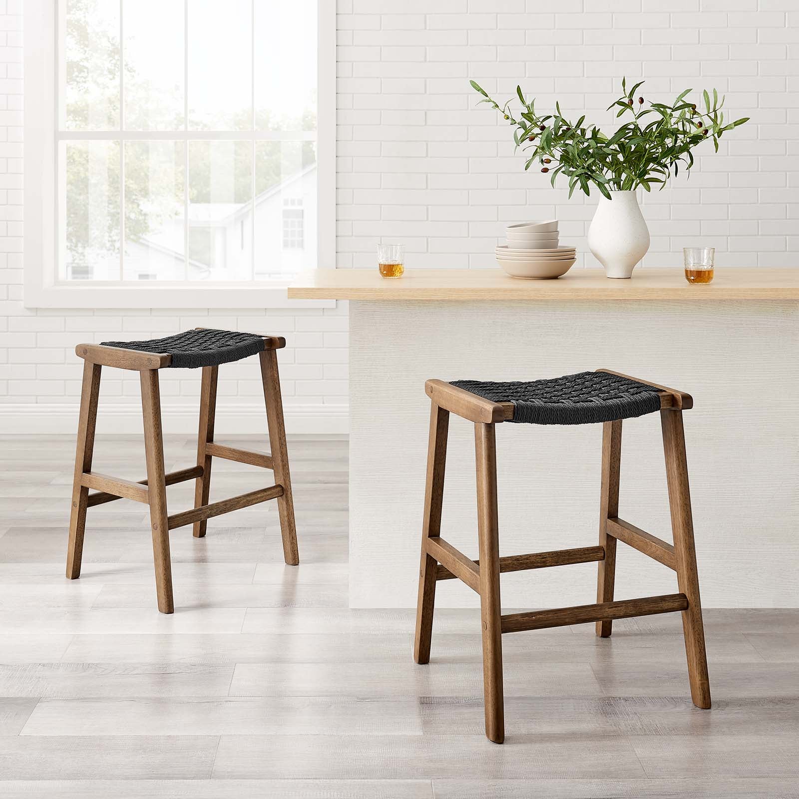 Saoirse Woven Rope Wood Counter Stool - Set of 2 By Modway - EEI-6548 - Image 25