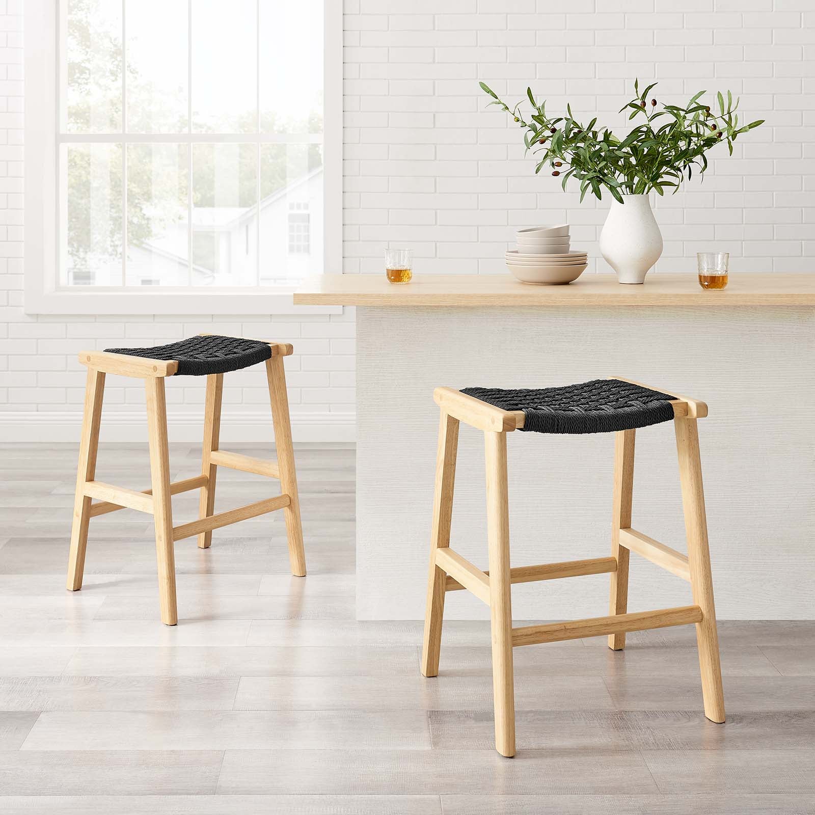 Saoirse Woven Rope Wood Counter Stool - Set of 2 By Modway - EEI-6548 - Image 7
