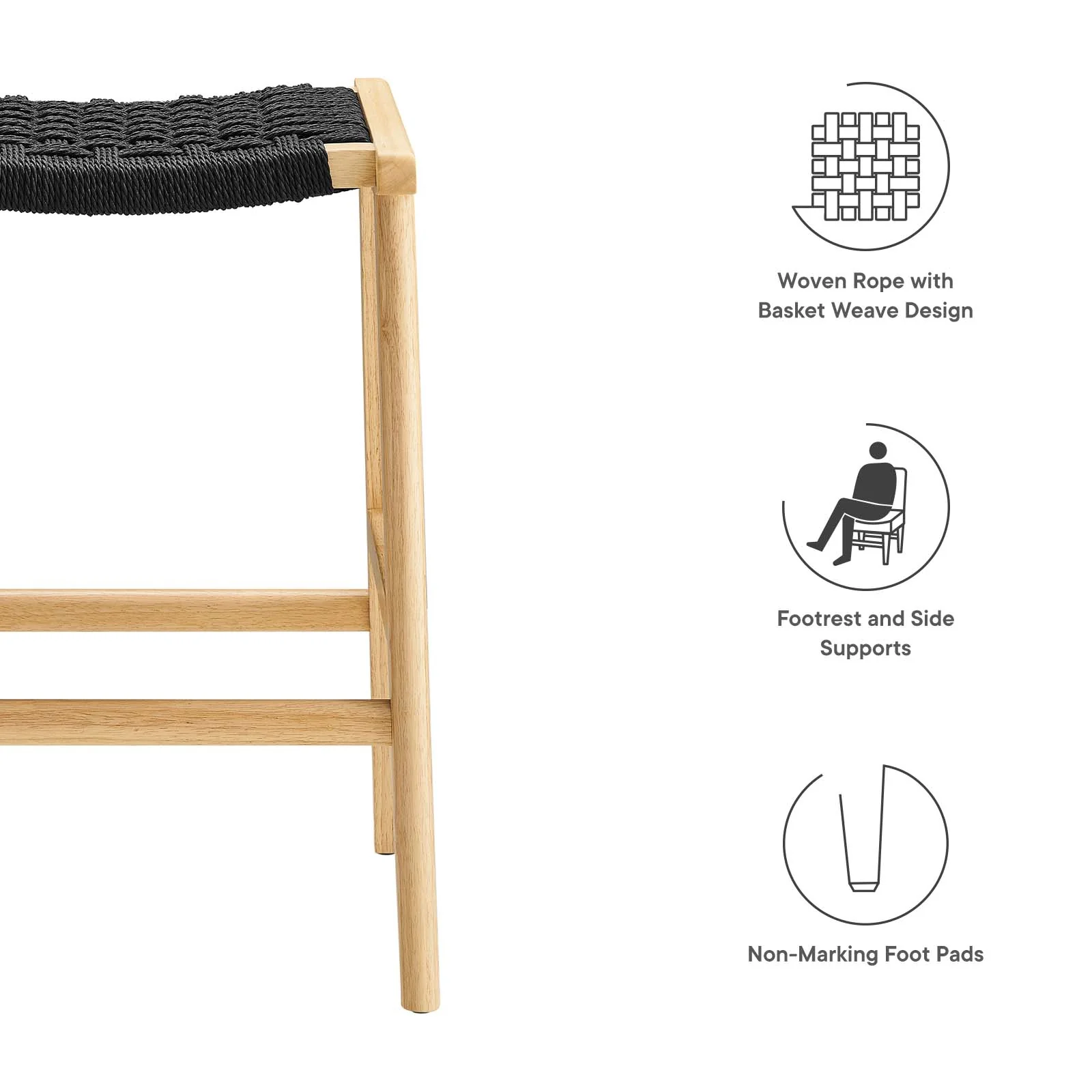Saoirse Woven Rope Wood Counter Stool - Set of 2 By Modway - EEI-6548 - Image 8