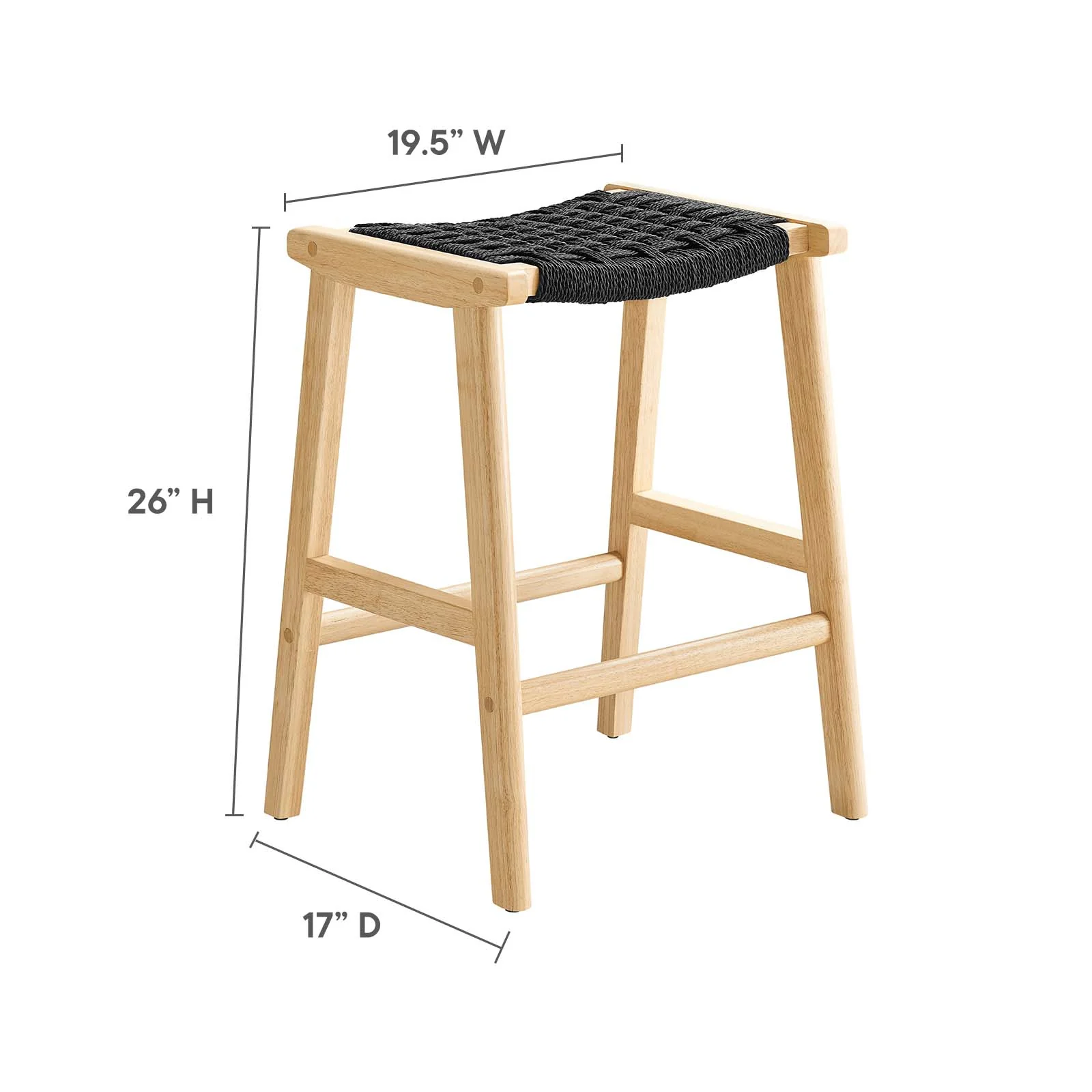 Saoirse Woven Rope Wood Counter Stool - Set of 2 By Modway - EEI-6548 - Image 9