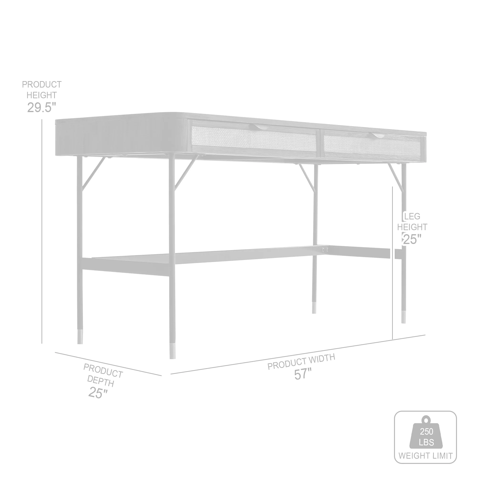 Saratoga 2 Drawer Desk in Black Acacia with Rattan By Armen Living - Image 7
