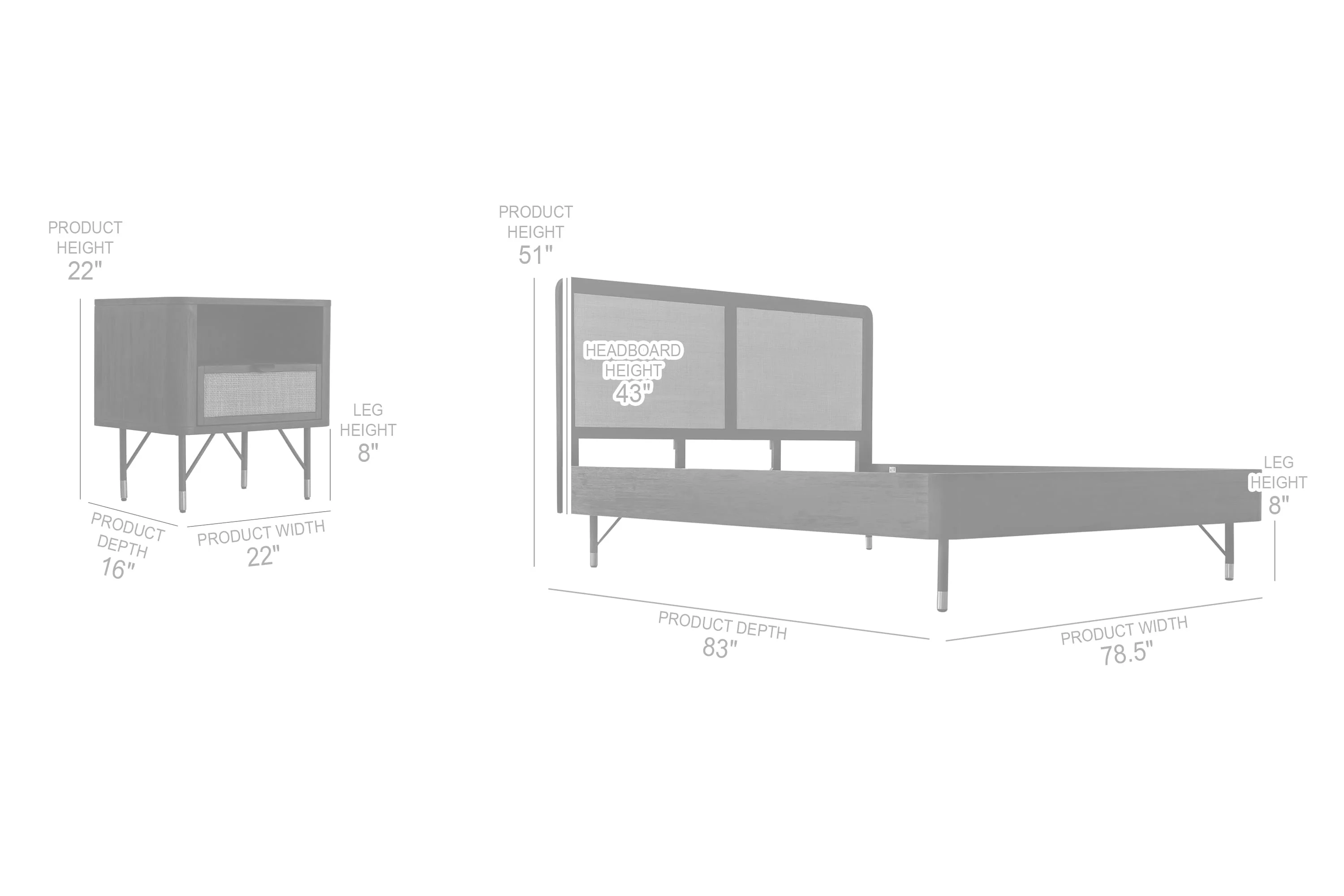 Saratoga 3 Piece King Bedroom Set in Black Acacia Wood and Rattan By Armen Living - Image 9