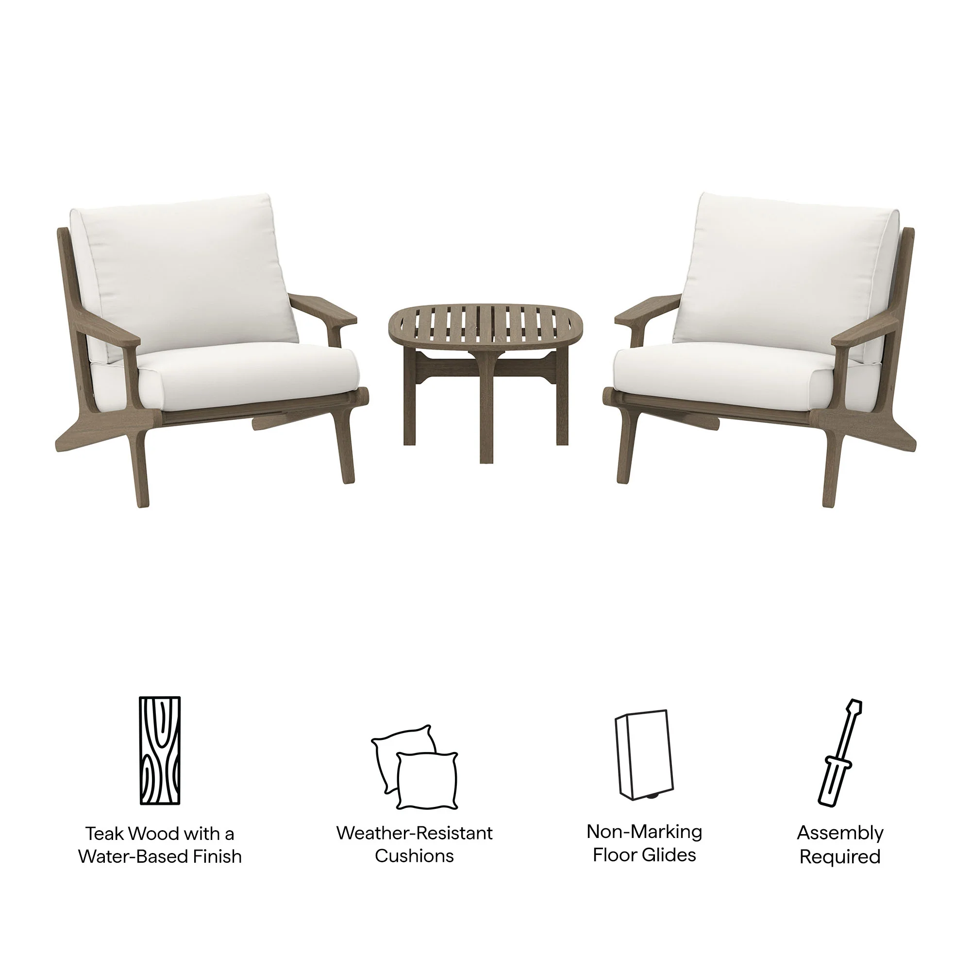 Saratoga 3-Piece Outdoor Patio Teak Wood Furniture Set with Lounge Chairs and Side Table by Modway - Image 5
