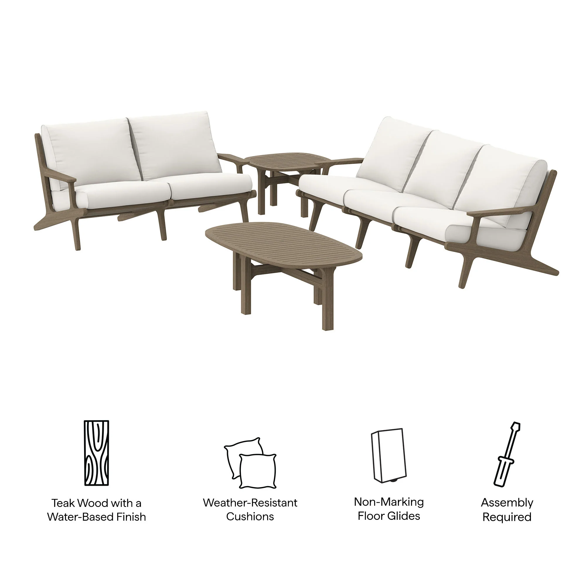 Saratoga 4-Piece Outdoor Patio Teak Wood Furniture Set by Modway - Image 5