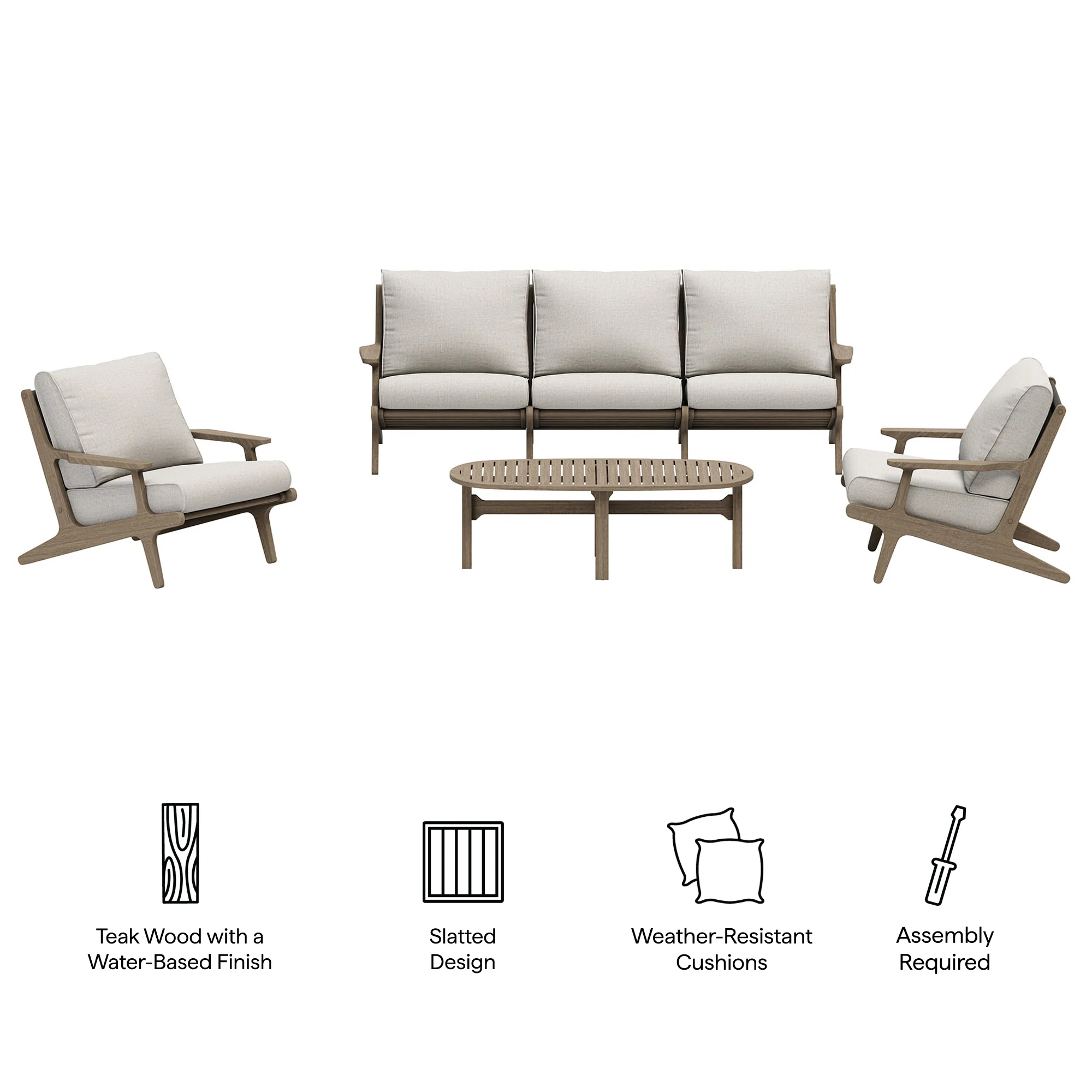 Saratoga 4-Piece Outdoor Patio Teak Wood Furniture Set by Modway - Image 11