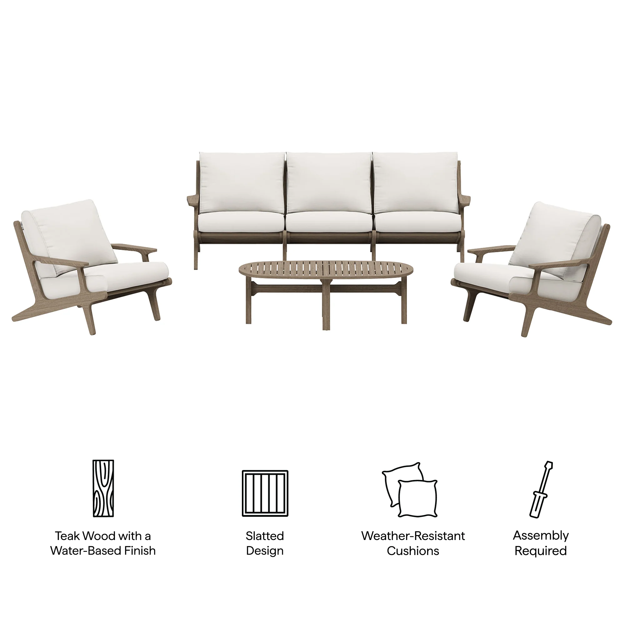Saratoga 4-Piece Outdoor Patio Teak Wood Furniture Set by Modway - Image 22