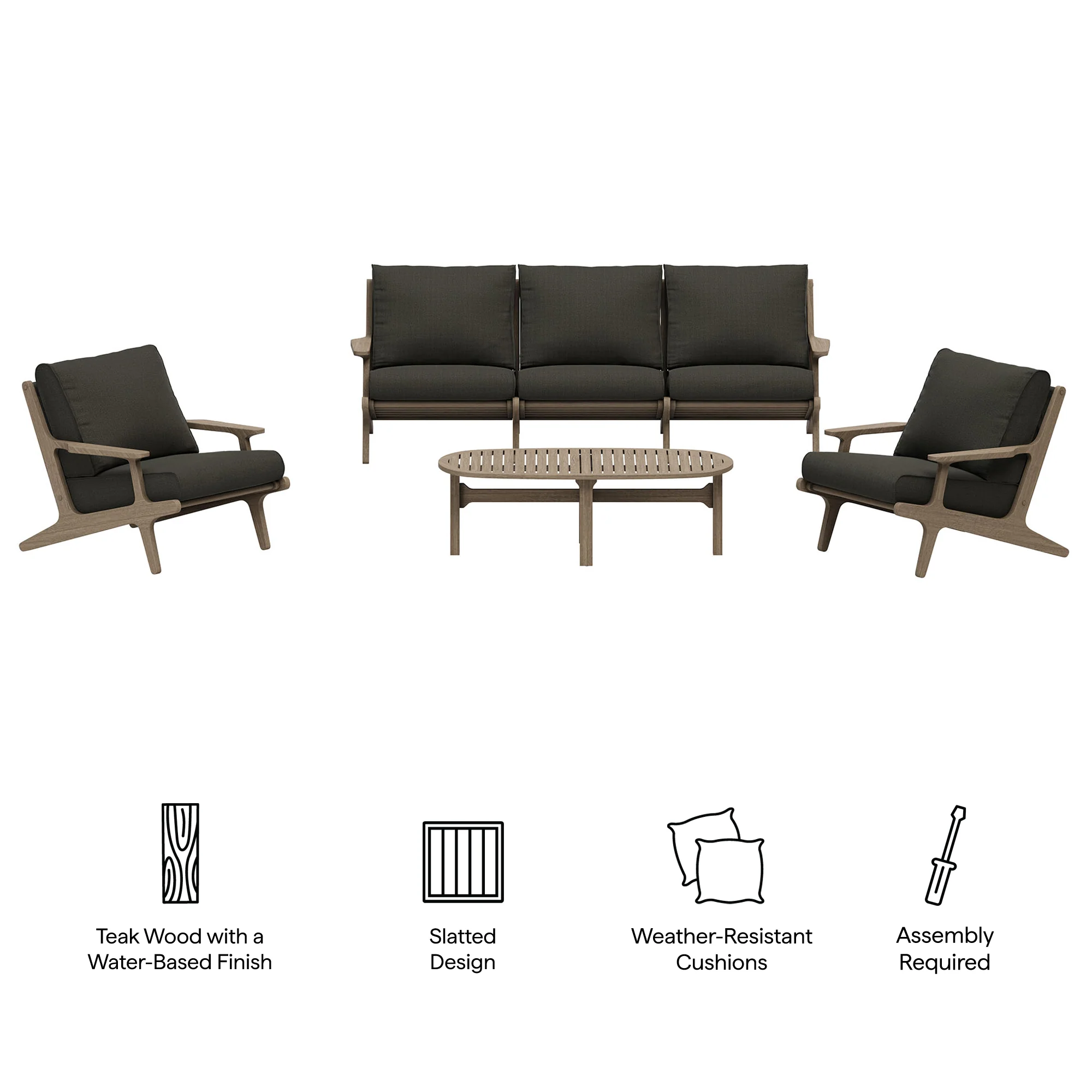 Saratoga 4-Piece Outdoor Patio Teak Wood Furniture Set by Modway - Image 4