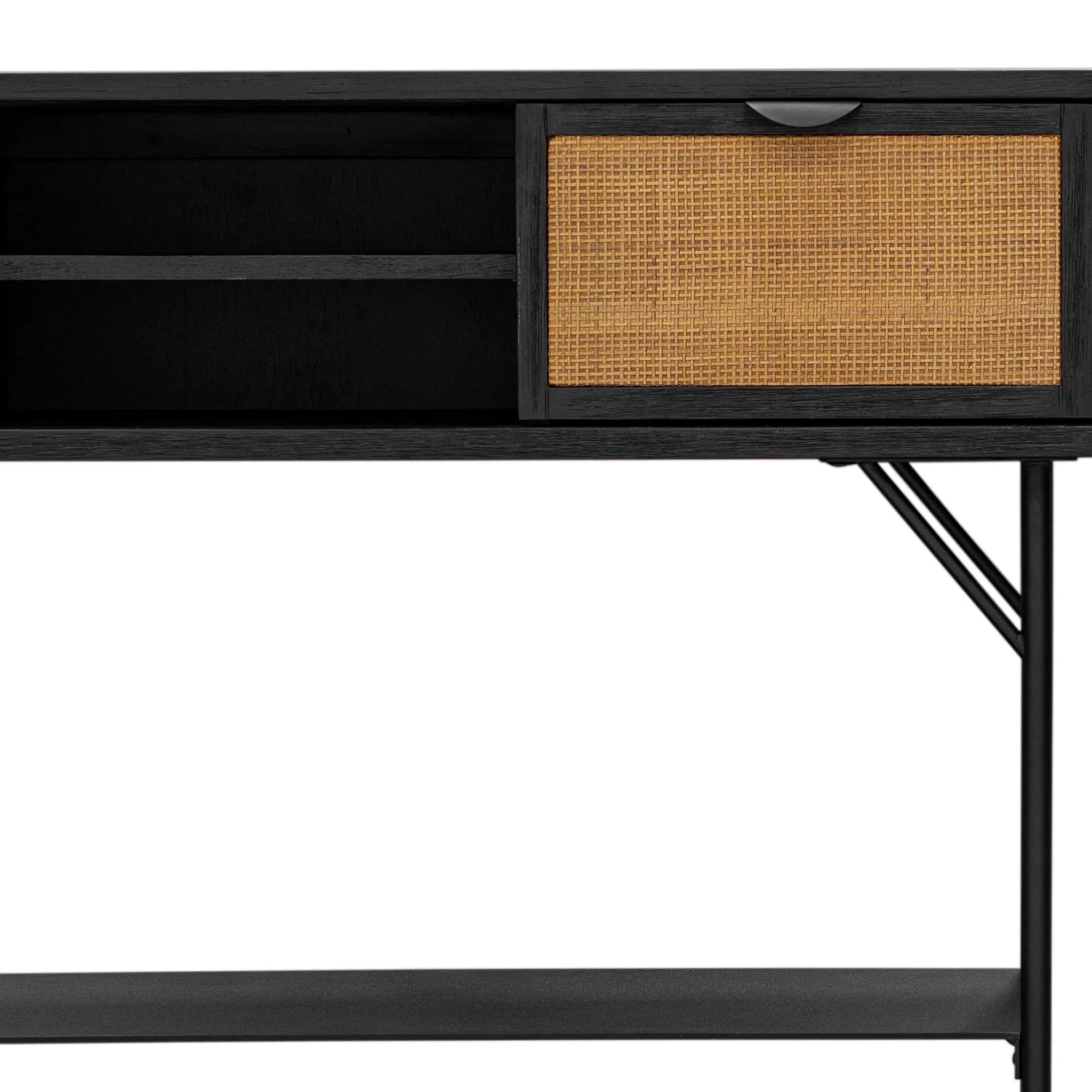 Saratoga Console Table in Black Acacia with Rattan By Armen Living - Image 6