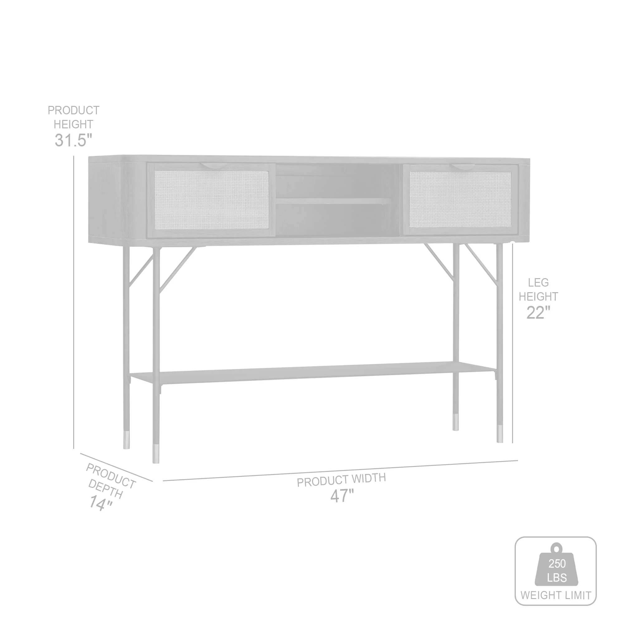 Saratoga Console Table in Black Acacia with Rattan By Armen Living - Image 7