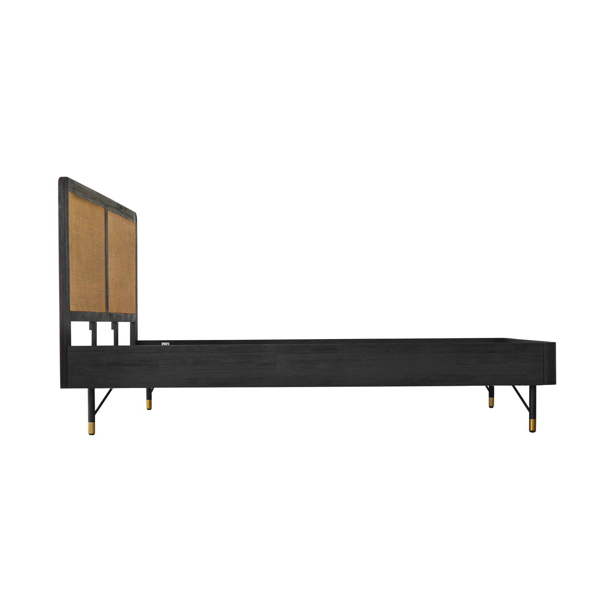 Saratoga King Platform Frame Bed in Black Acacia with Rattan Headboard By Armen Living - Image 5