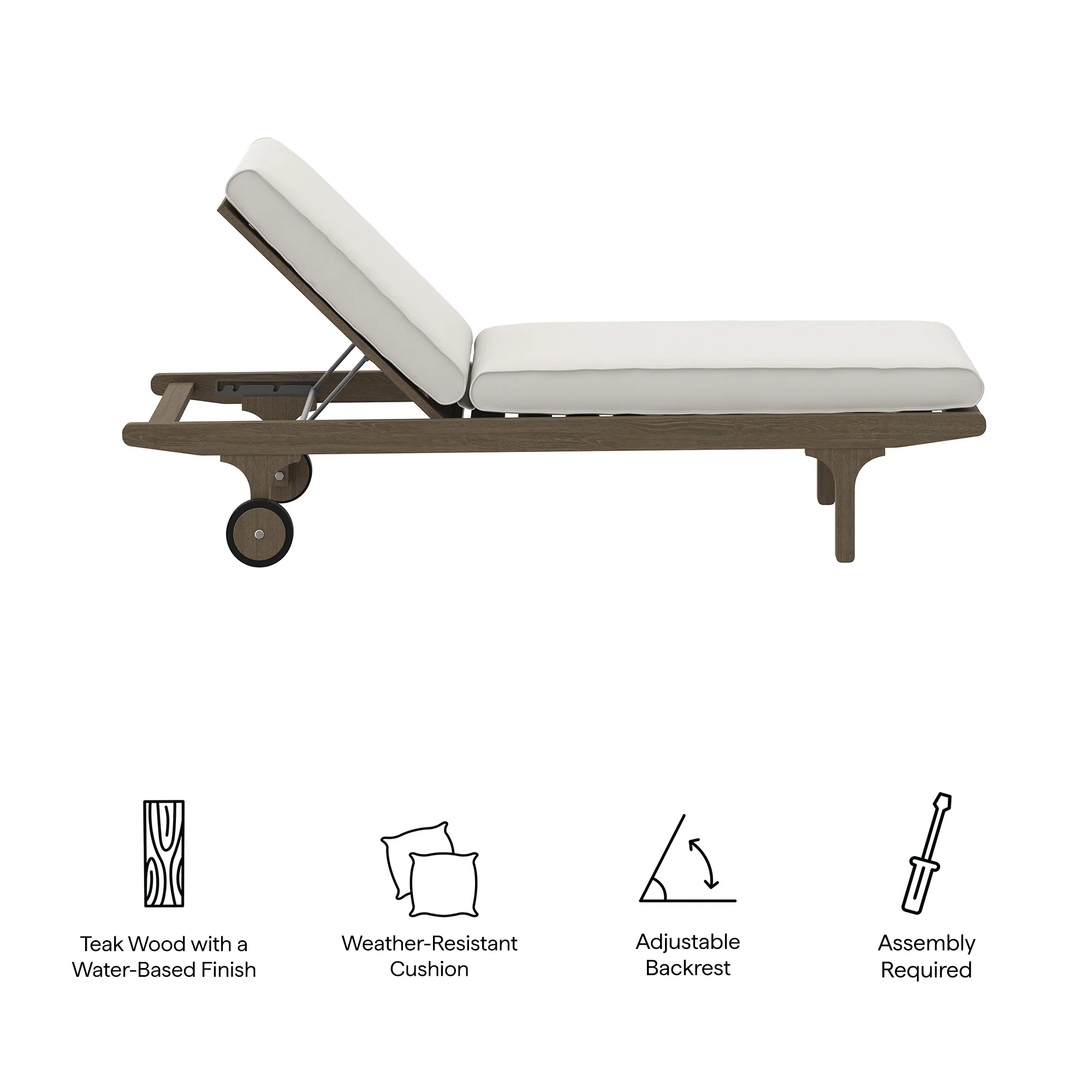 Saratoga Outdoor Patio Teak Chaise Lounge Chair by Modway - Image 9
