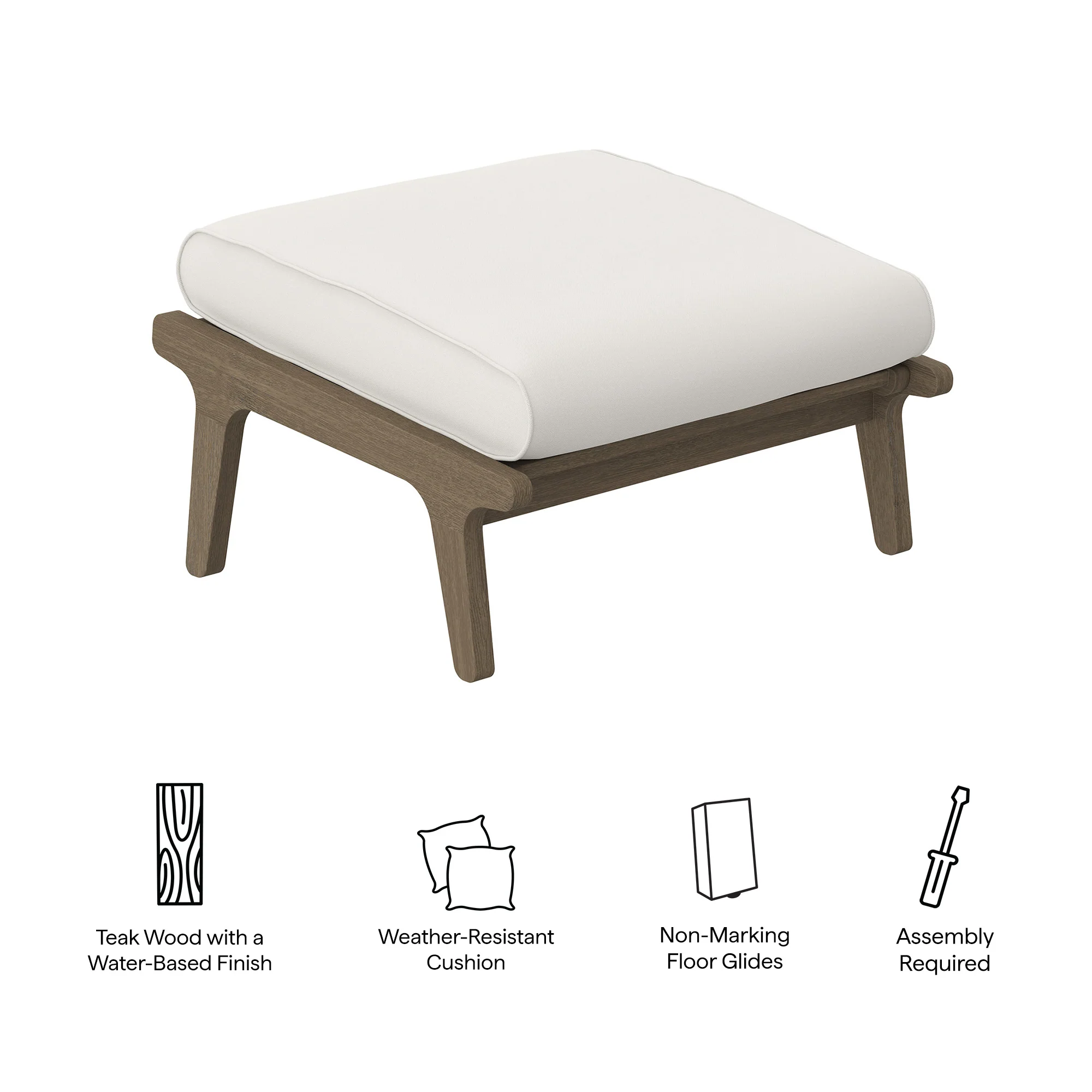 Saratoga Outdoor Patio Teak Ottoman by Modway - Image 8