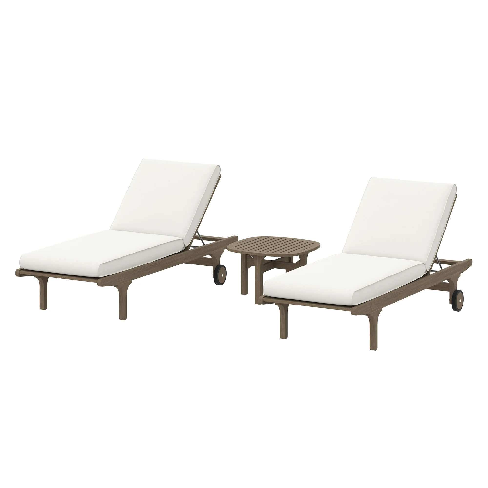 Saratoga Outdoor Patio Teak Wood 3-Piece Chaise Lounge Furniture Set by Modway - Image 2