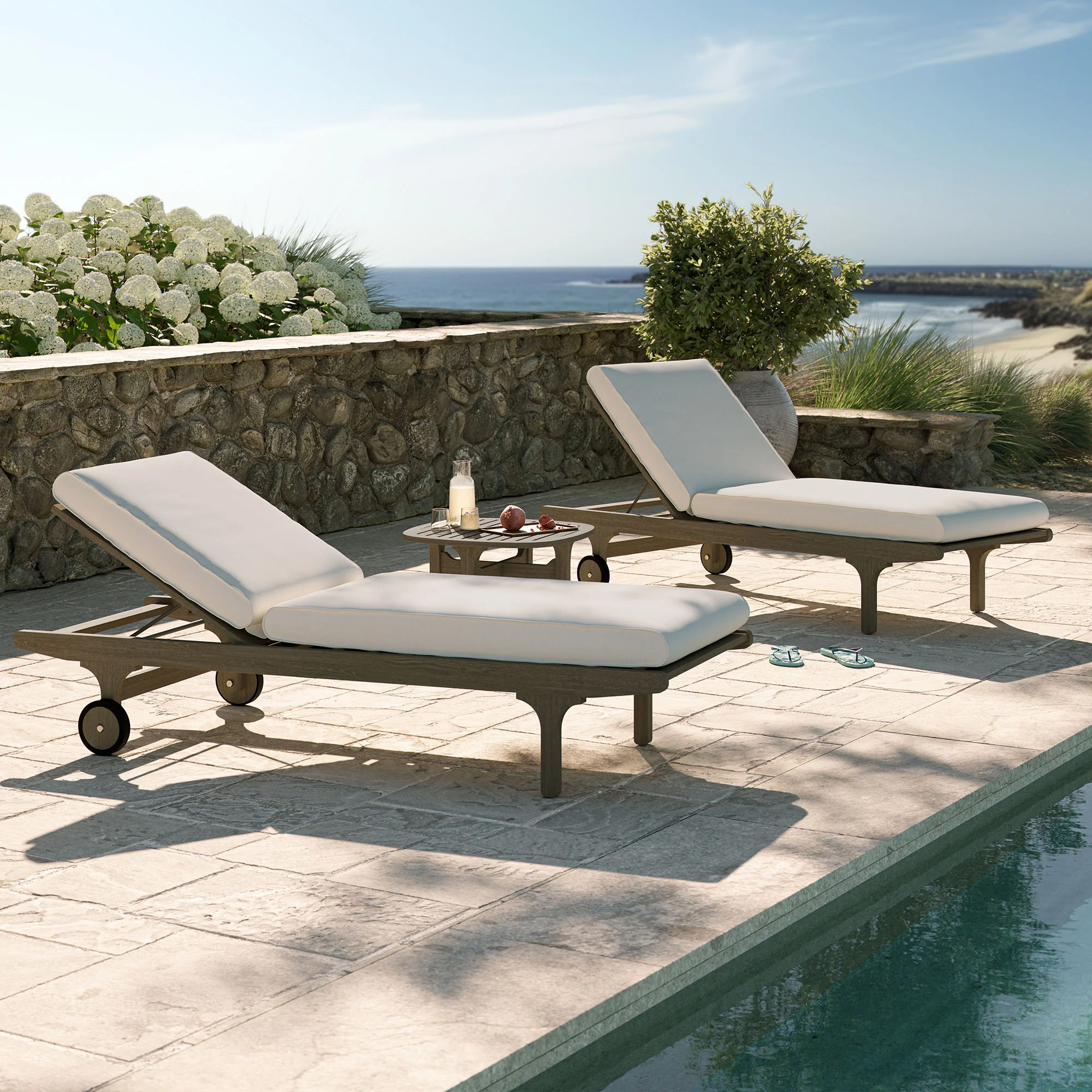 Saratoga Outdoor Patio Teak Wood 3-Piece Chaise Lounge Furniture Set by Modway - Image 4