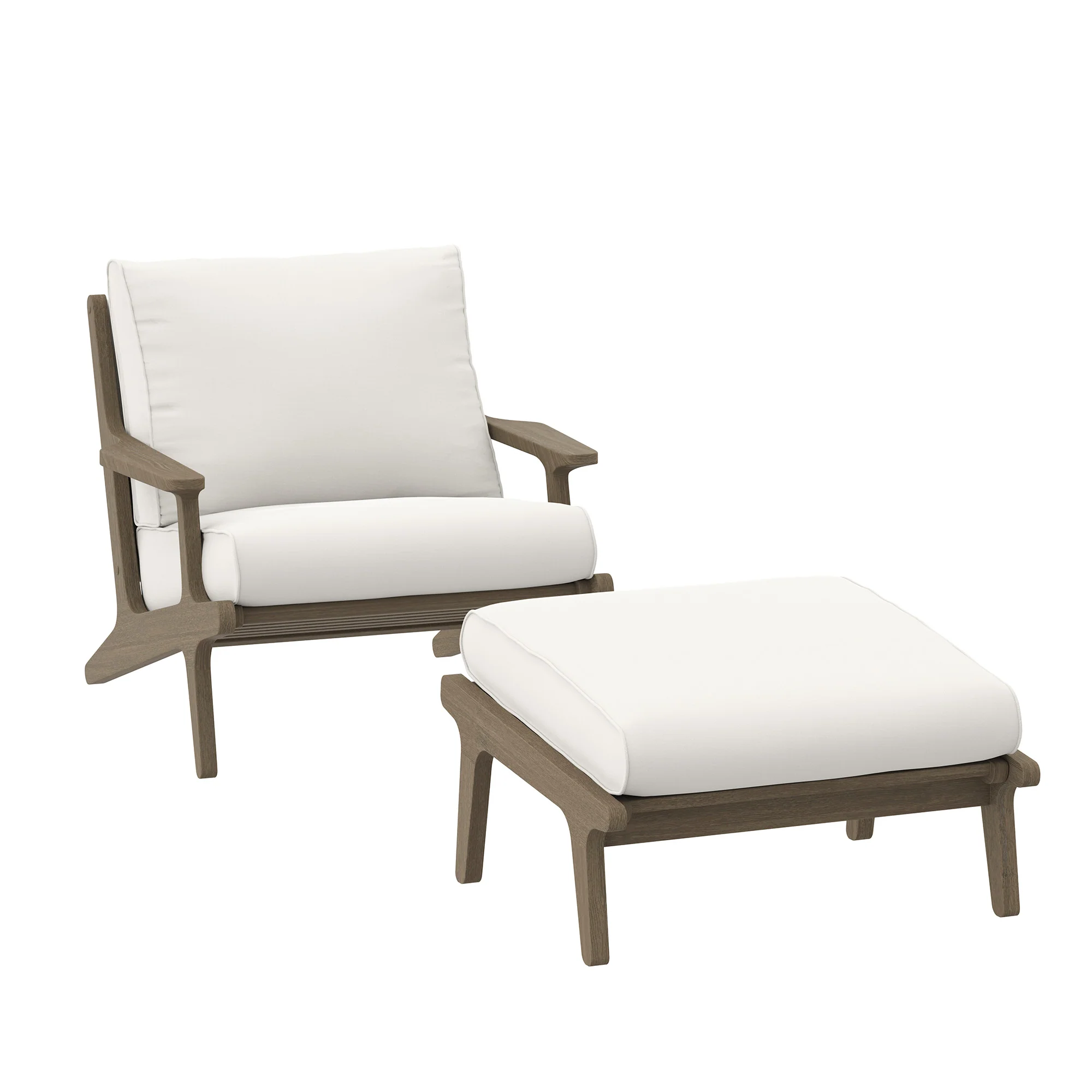 Saratoga Outdoor Patio Teak Wood Chair and Ottoman Set by Modway - Image 2