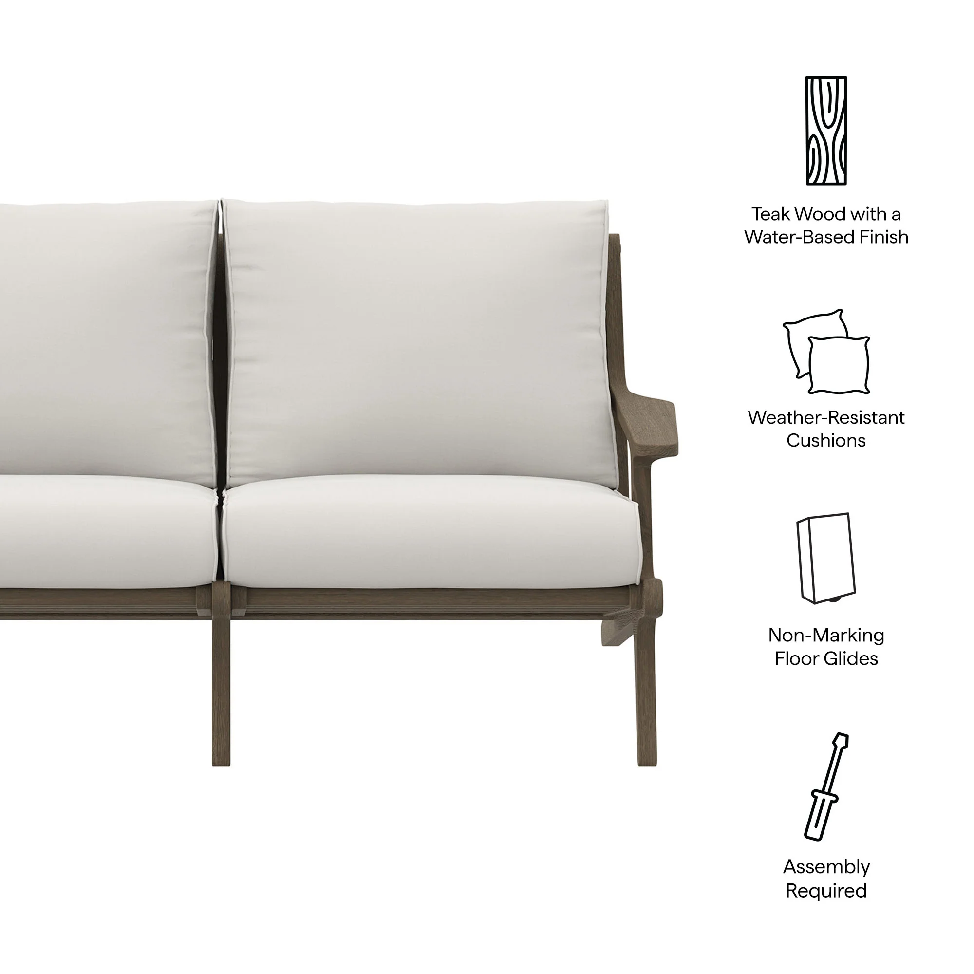 Saratoga Outdoor Patio Teak Wood Loveseat by Modway - Image 9