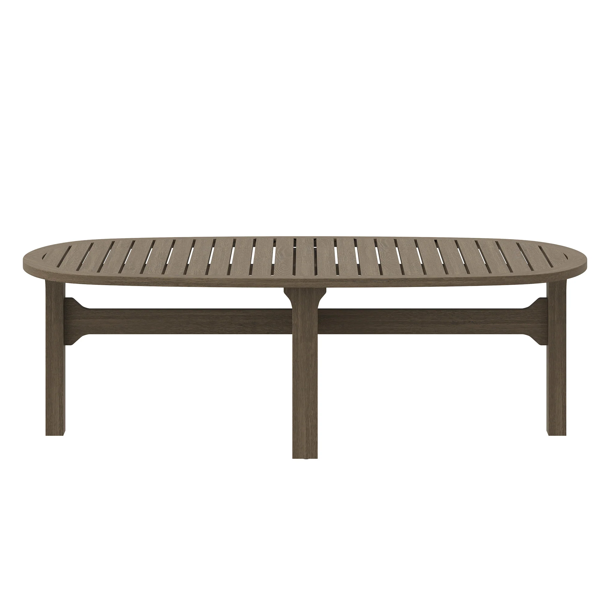 Saratoga Oval Outdoor Patio Teak Wood Coffee Table by Modway - Image 4